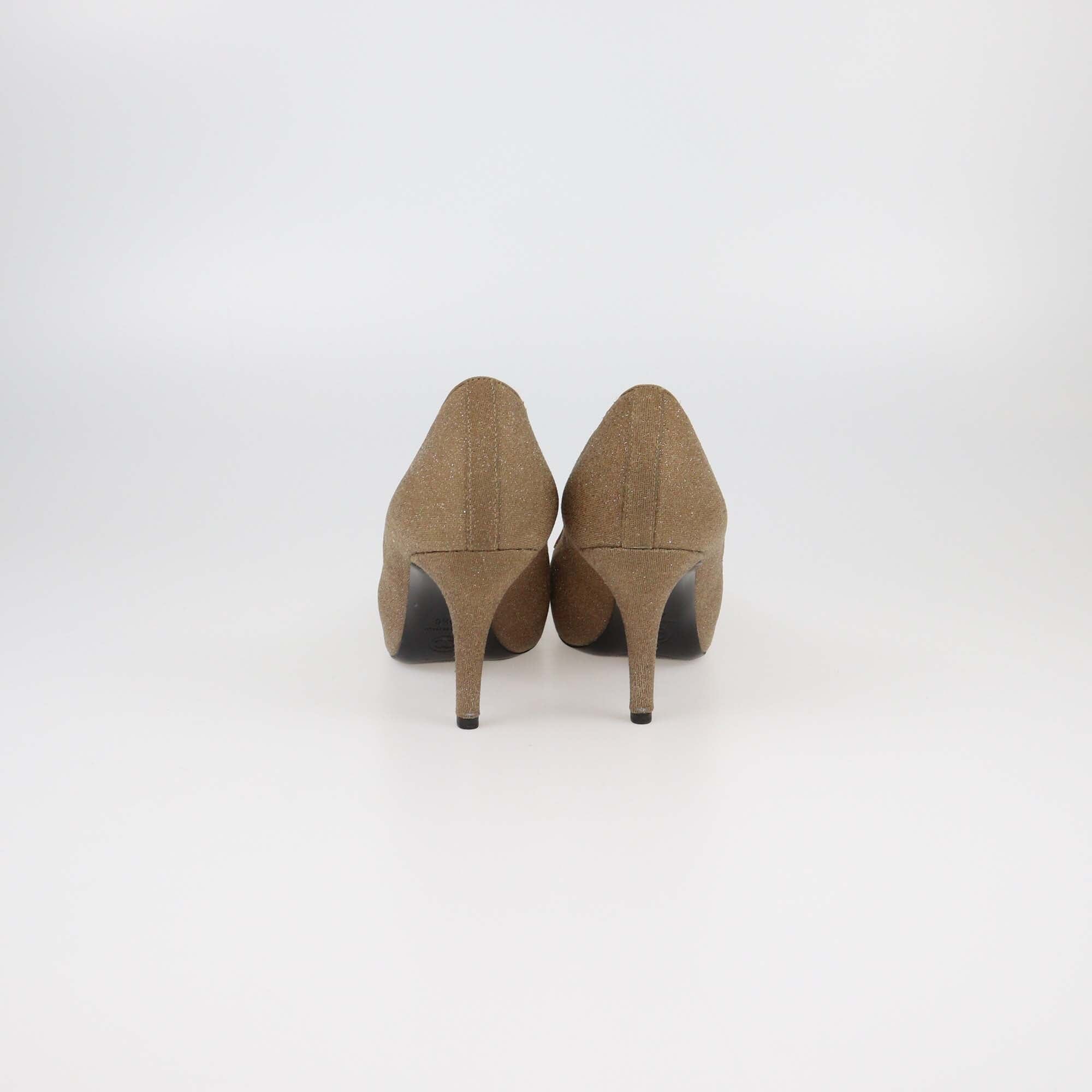 Chanel Beige/Black Textured Glitter Effect CC Cap Toe Pumps Womens Chanel