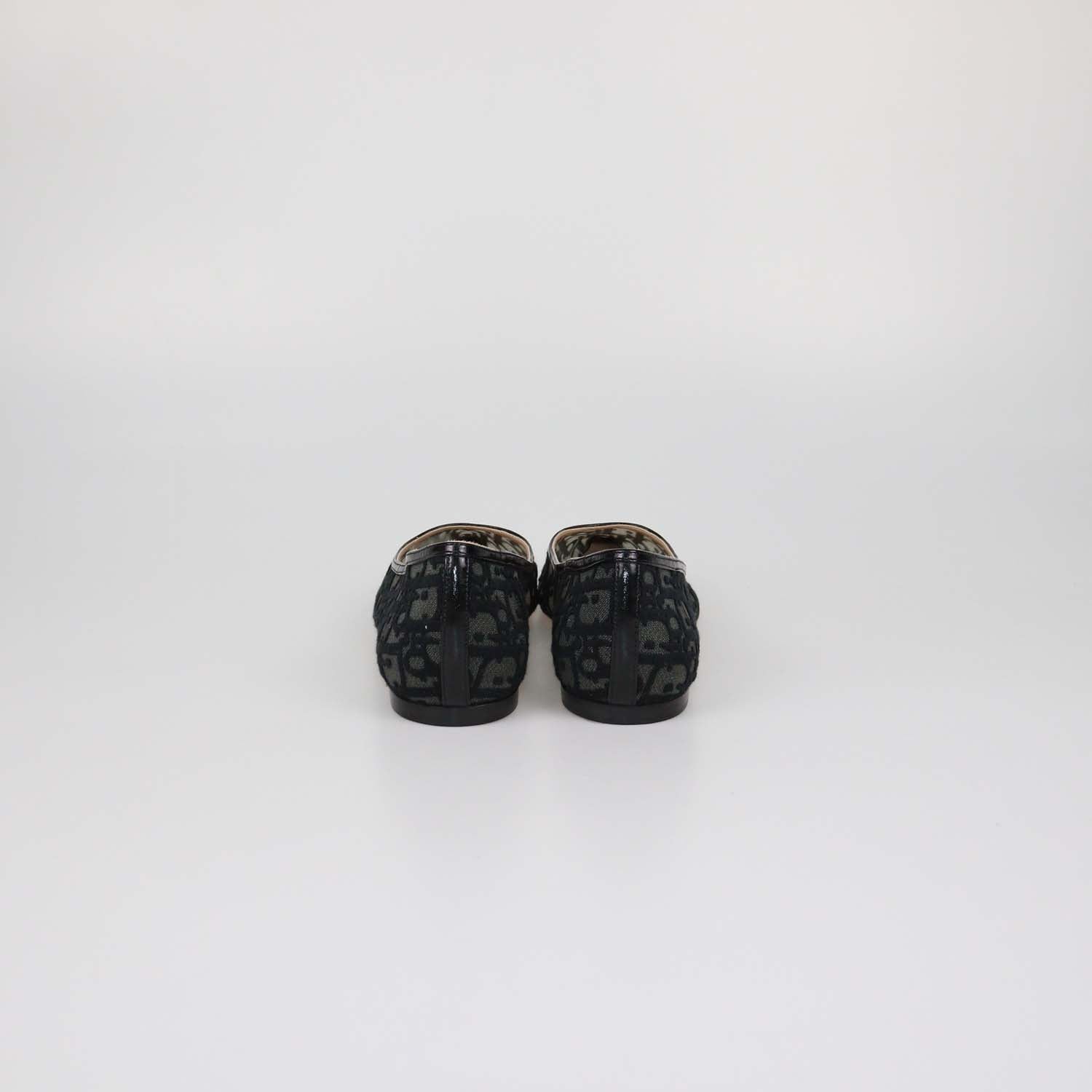 Christian Dior Black Mesh Oblique Adiorable Ballet Flats
