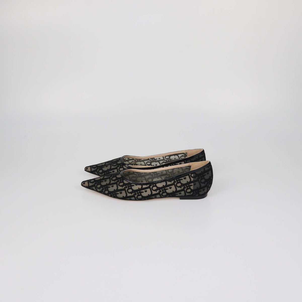 Christian Dior Black Mesh Oblique Adiorable Ballet Flats