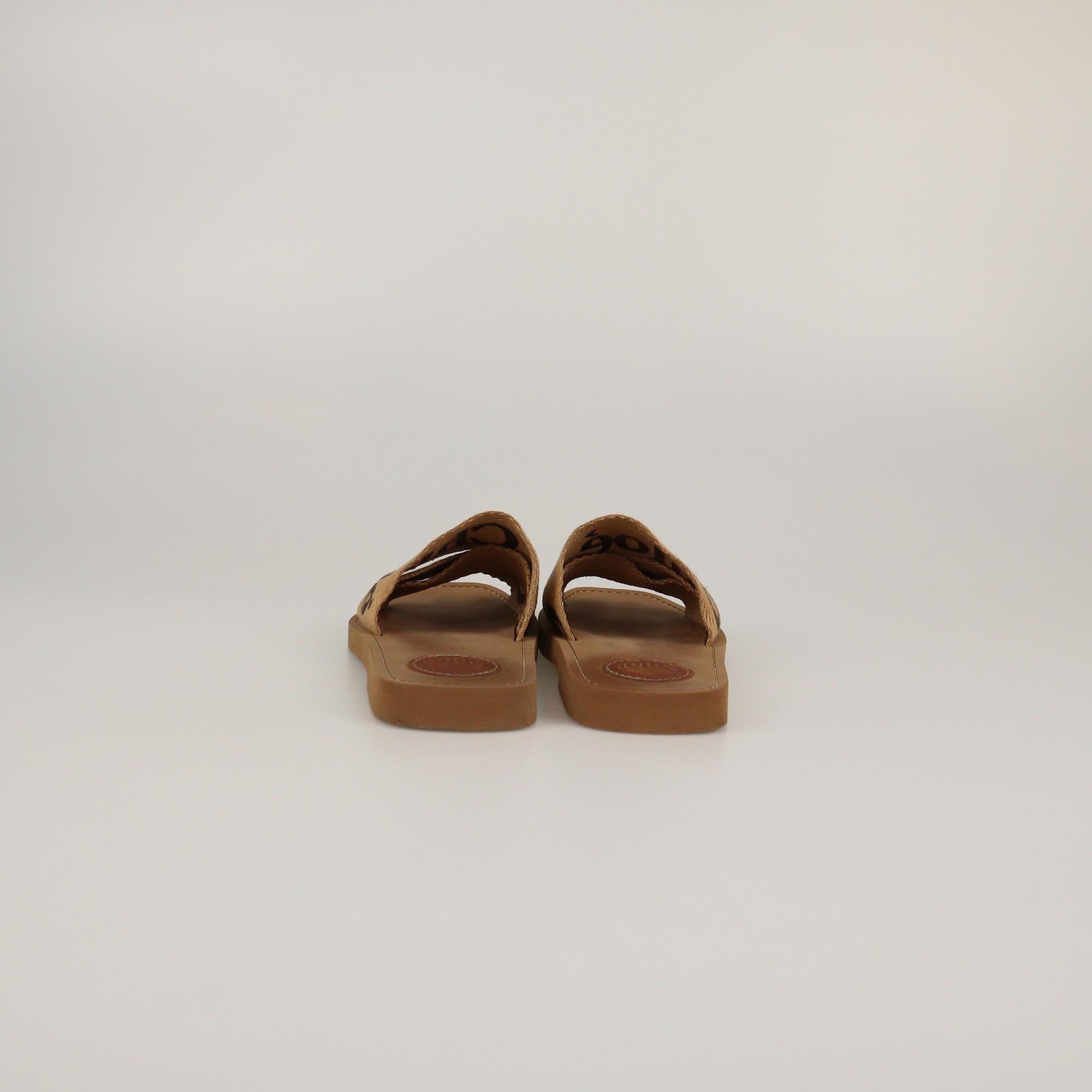 Chloe Dark Tan Woody Mule Slides Womens Chloe
