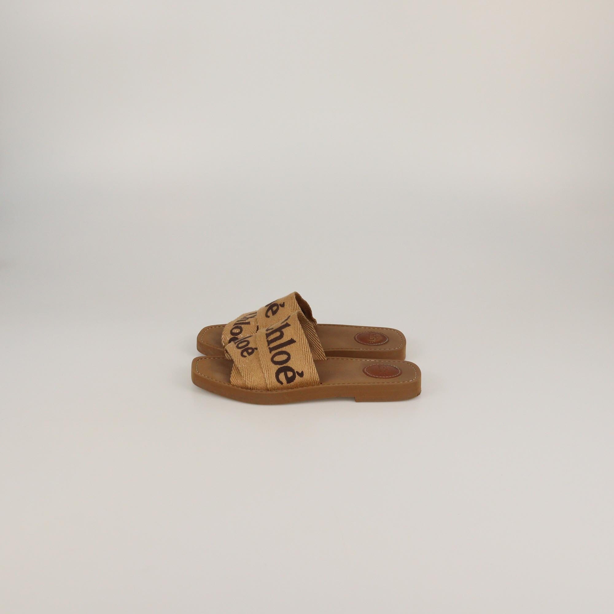 Chloe Dark Tan Woody Mule Slides Womens Chloe