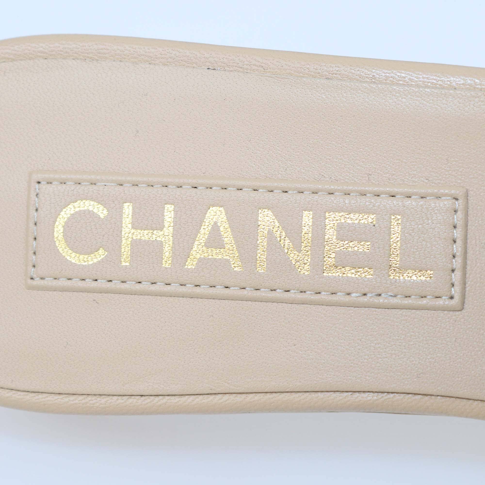 Chanel Beige Bow CC Slide Sandals Womens Chanel