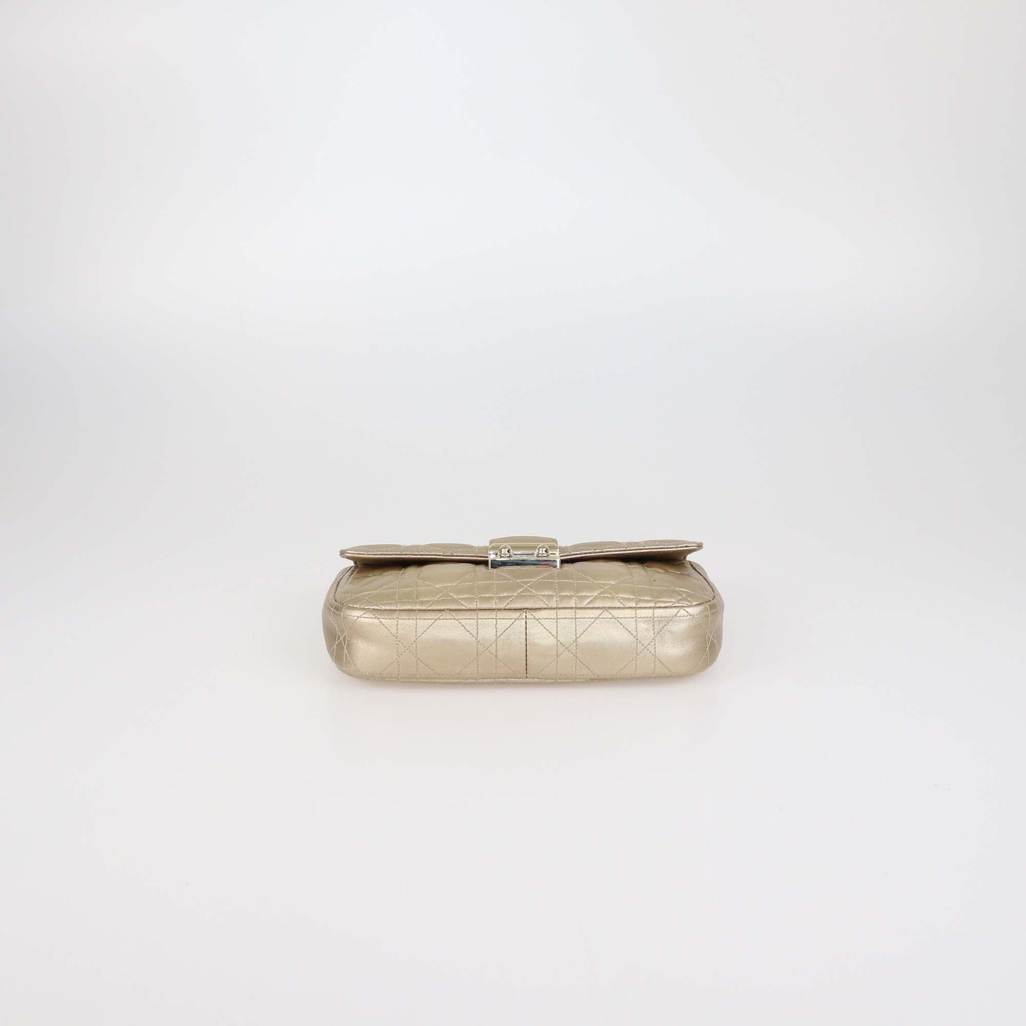 Christian Dior Metallic Gold Lambskin Cannage Miss Dior Promenade Crossbody