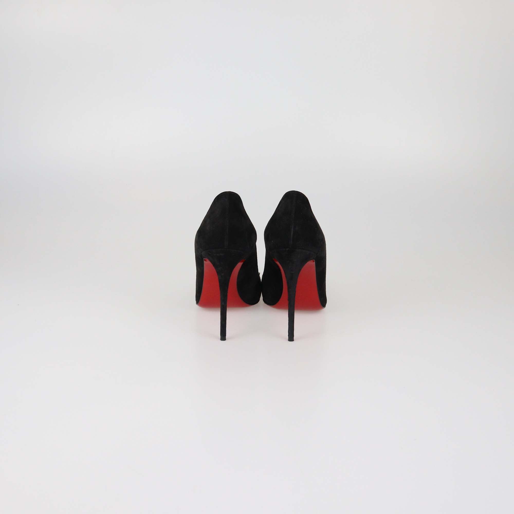 Christian Louboutin Black Suede Spike Drama Pumps