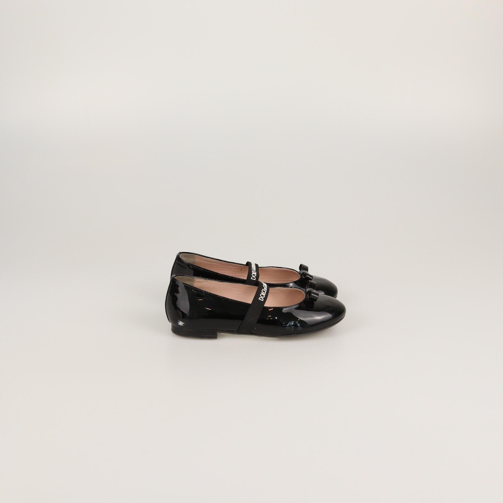 Dolce & Gabbana Kids Black Patent DG Logo Ballet Flats Kids Dolce & Gabbana Kids