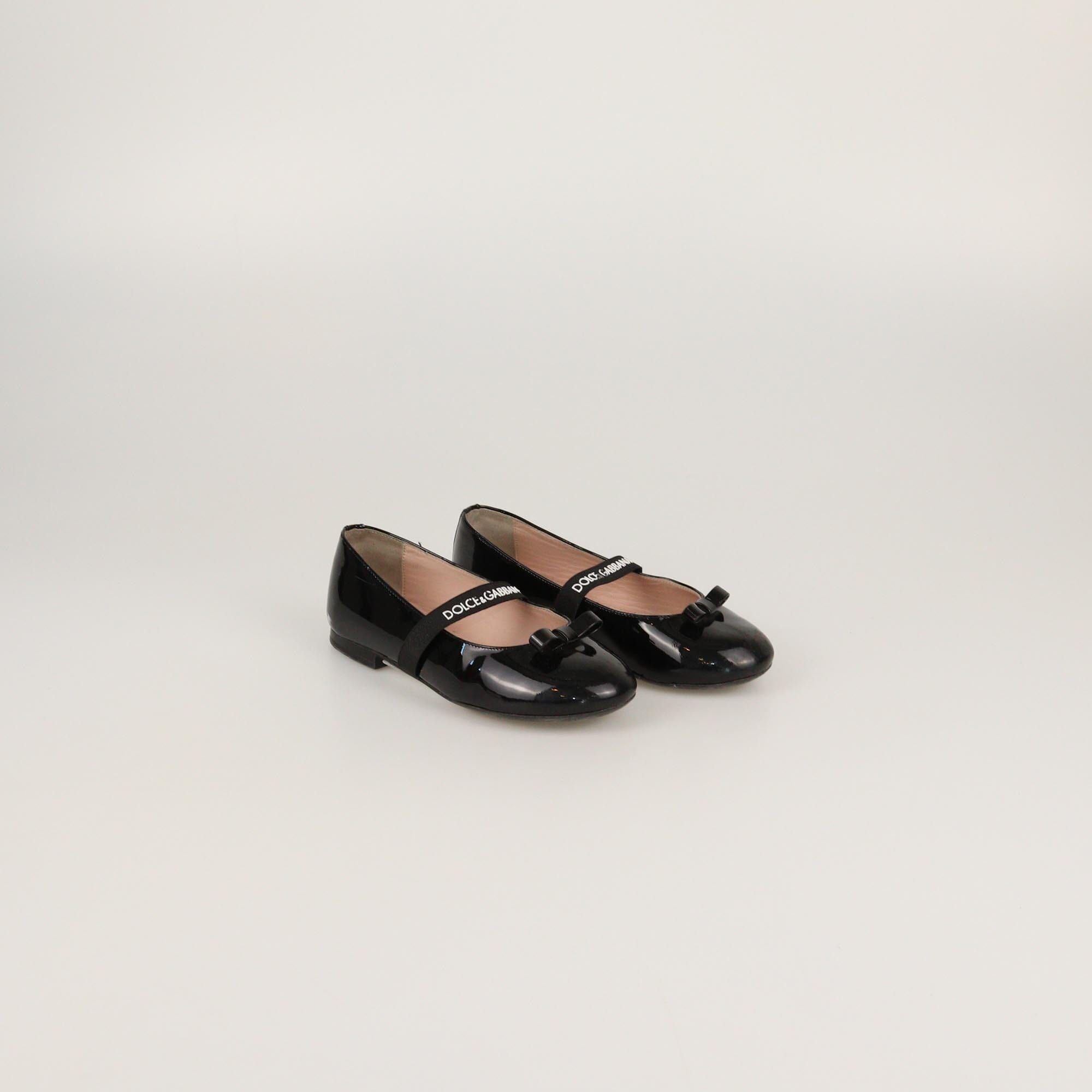 Dolce & Gabbana Kids Black Patent DG Logo Ballet Flats Kids Dolce & Gabbana Kids