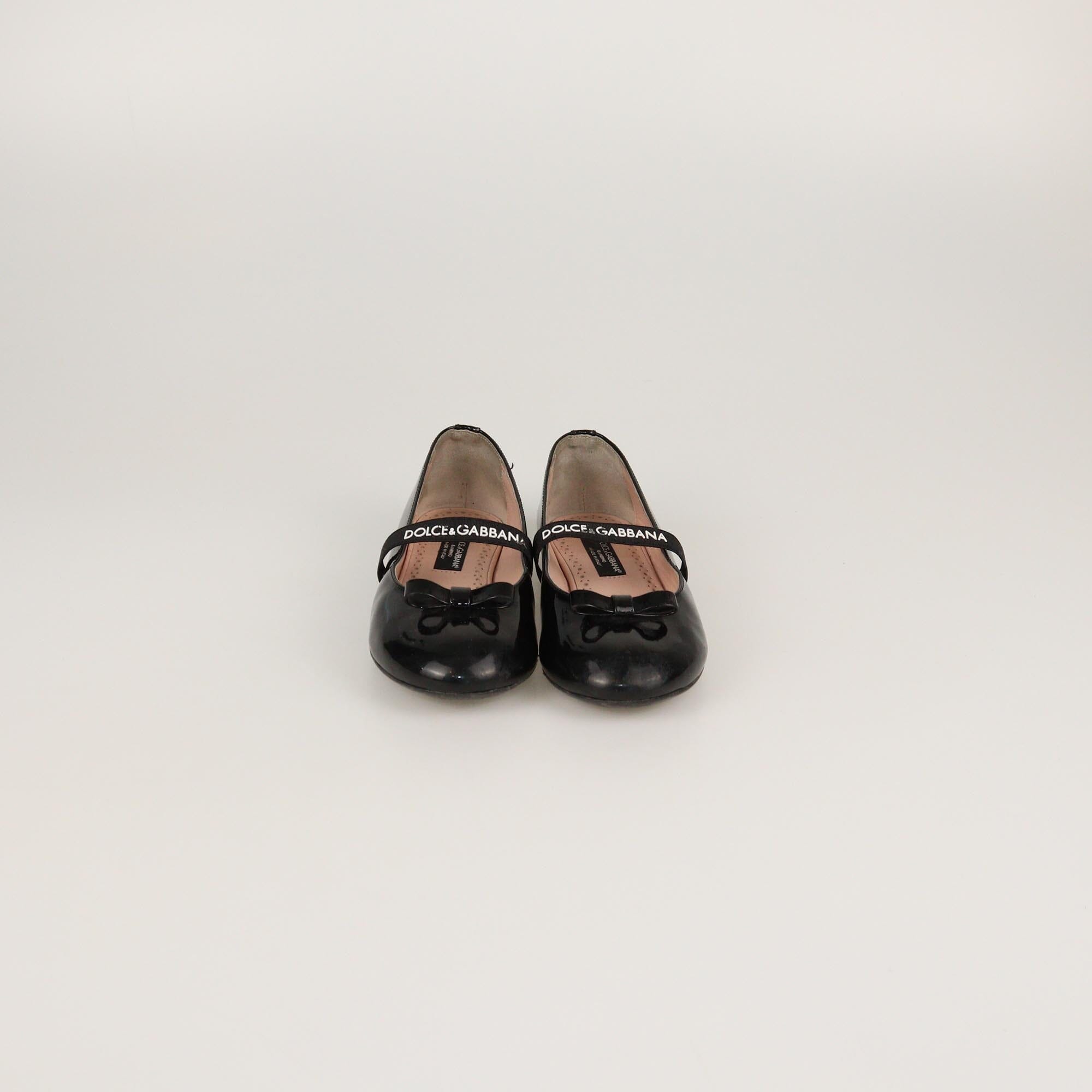 Dolce & Gabbana Kids Black Patent DG Logo Ballet Flats Kids Dolce & Gabbana Kids