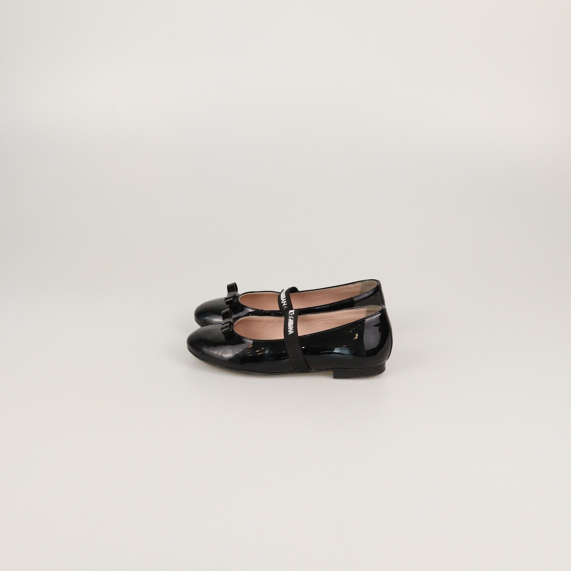 Dolce & Gabbana Kids Black Patent DG Logo Ballet Flats Kids Dolce & Gabbana Kids