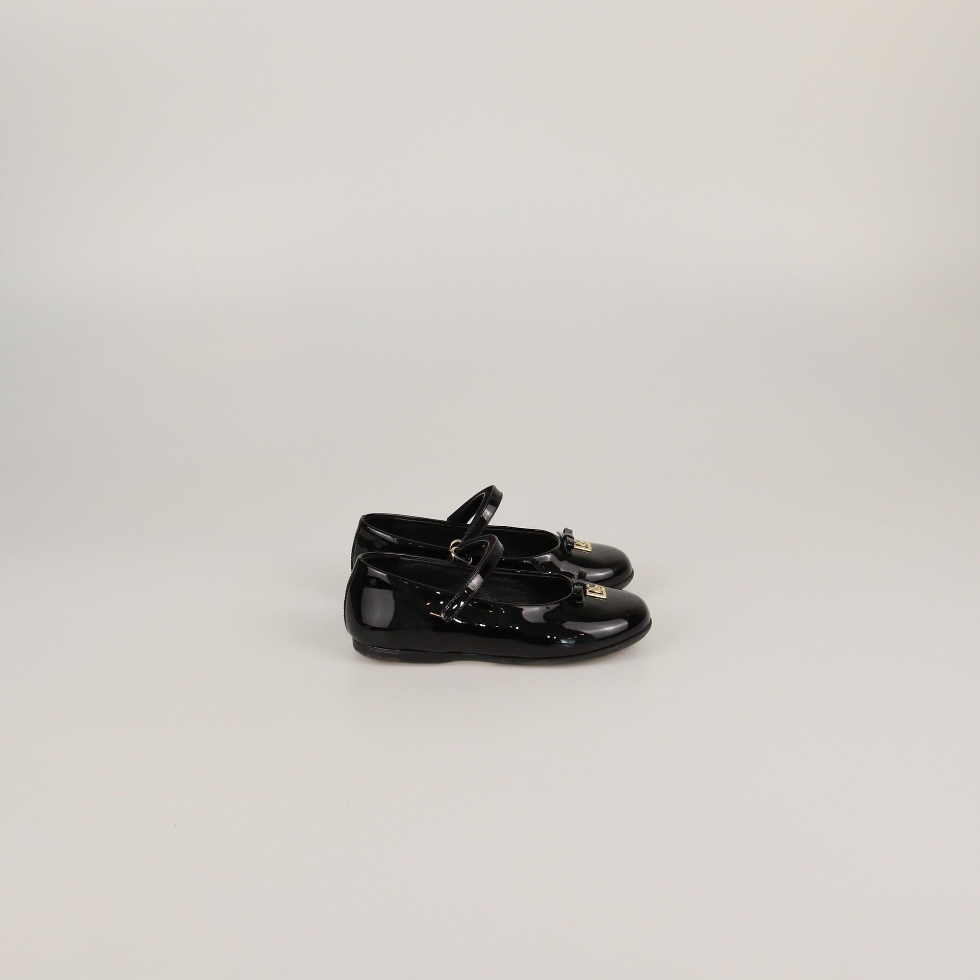 Dolce & Gabbana Kids Black Patent Bow Details Ballet Flats Kids Dolce & Gabbana Kids