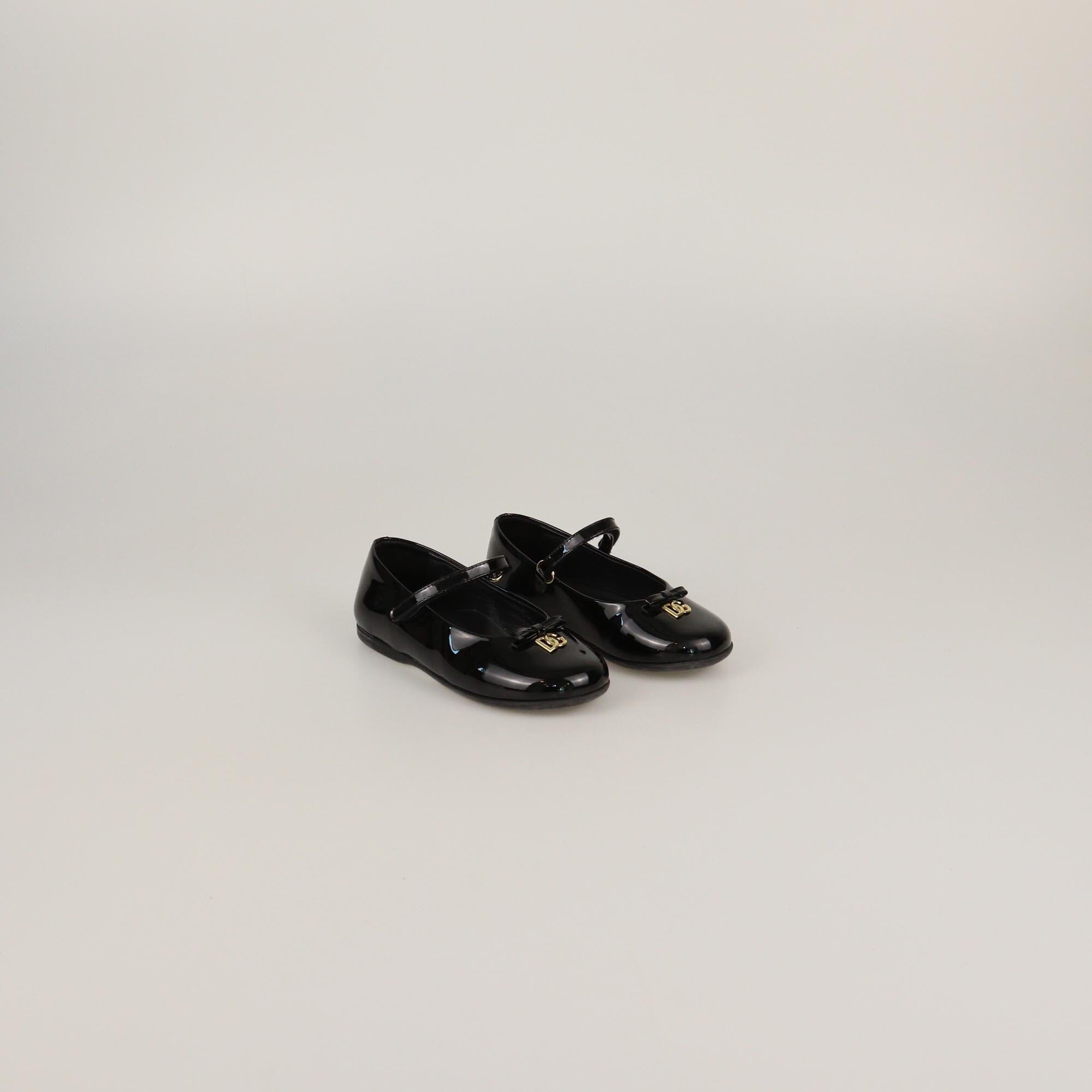 Dolce & Gabbana Kids Black Patent Bow Details Ballet Flats Kids Dolce & Gabbana Kids