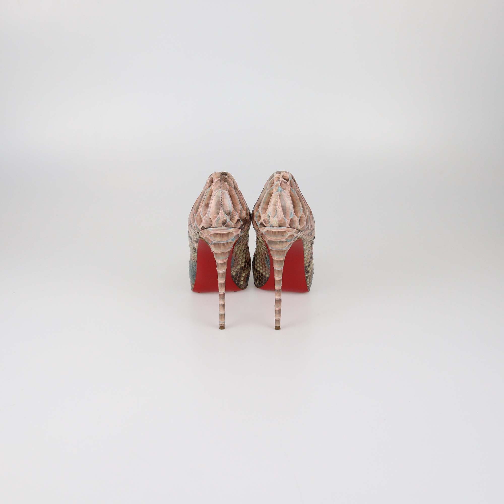 Christian Louboutin Multicolor Python Very Prive Peep Toe Pumps