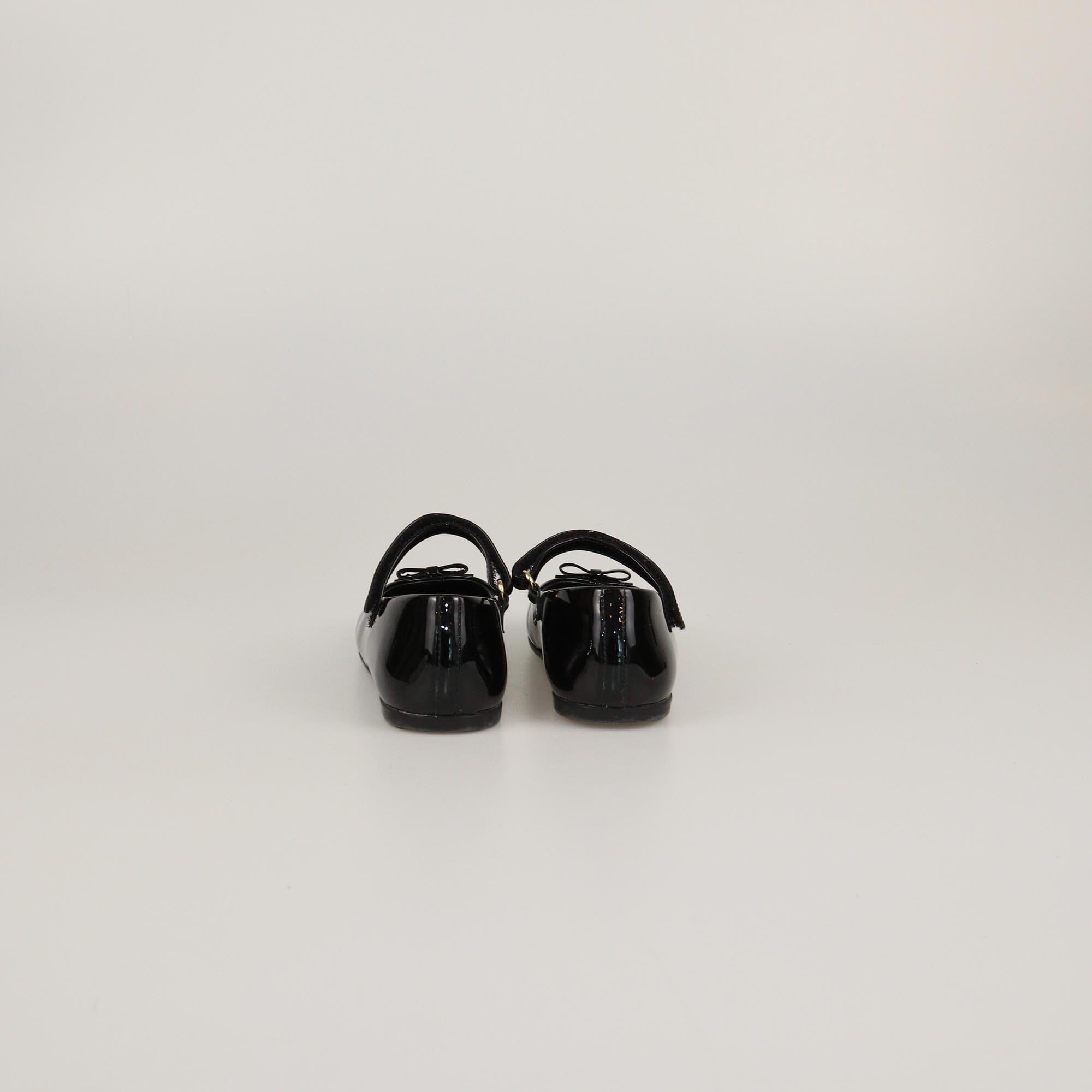 Dolce & Gabbana Kids Black Patent Bow Details Ballet Flats Kids Dolce & Gabbana Kids