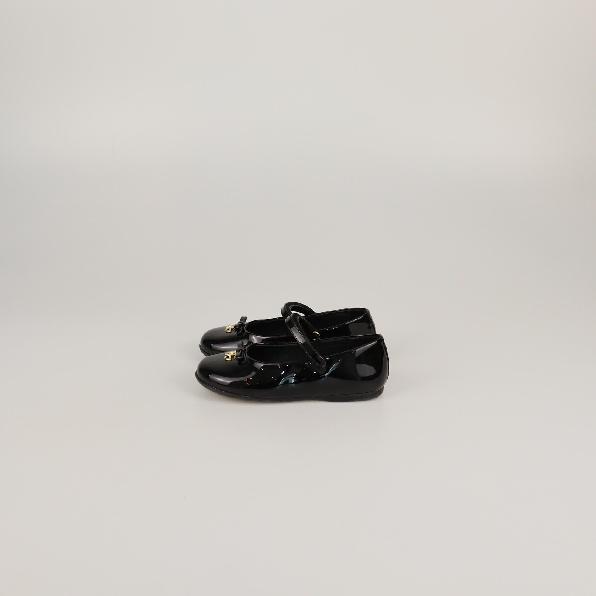 Dolce & Gabbana Kids Black Patent Bow Details Ballet Flats Kids Dolce & Gabbana Kids