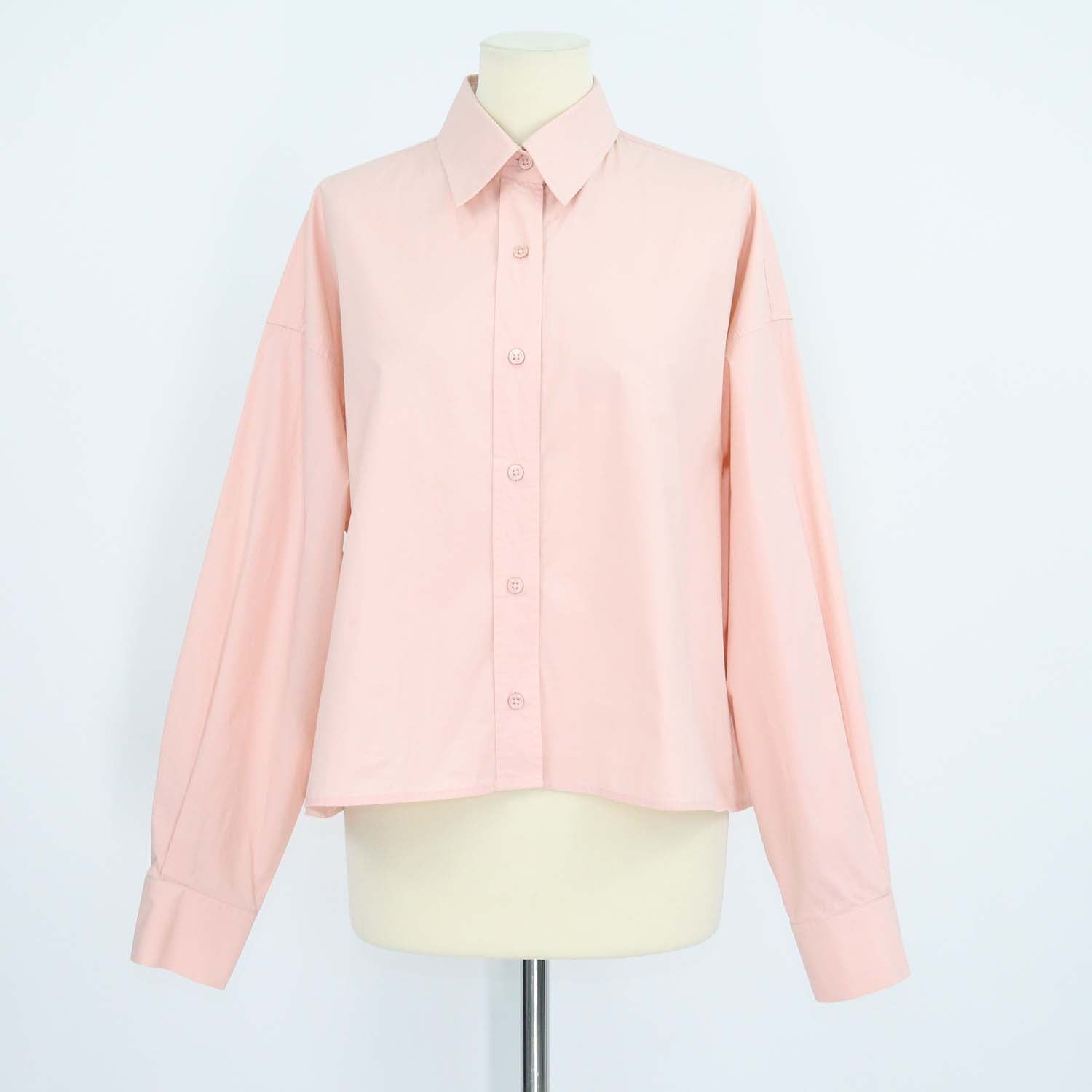 The Frankie Shop Pale Pink Cotton Button Up Long Sleeve Shirt