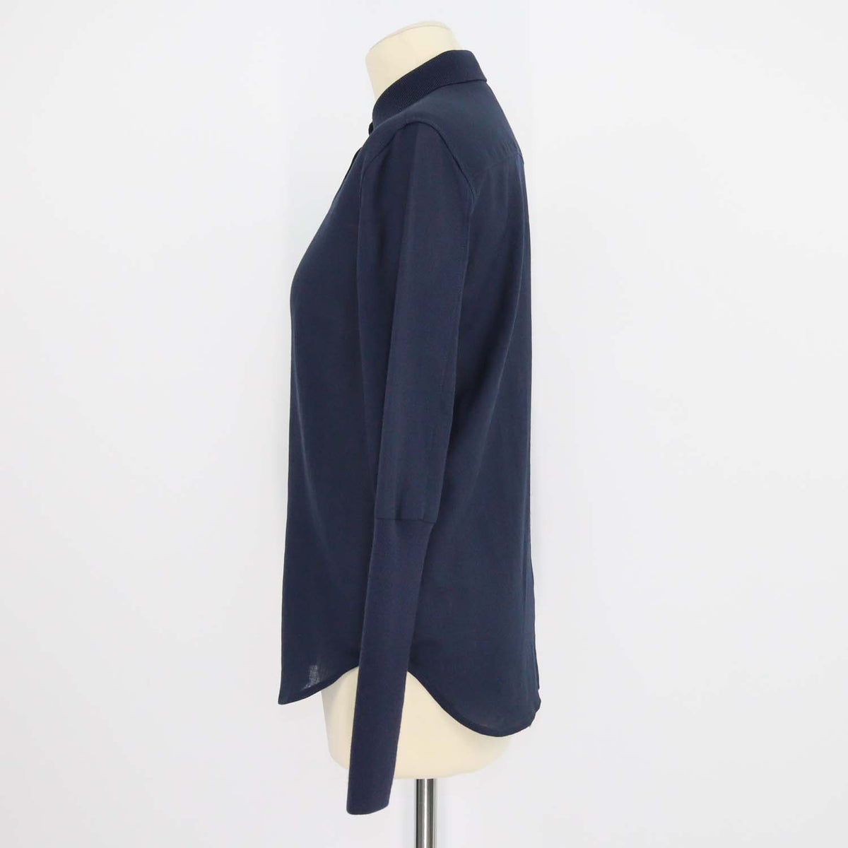 Loro Piana Deep Blue Wool Leela Long Sleeve Shirt