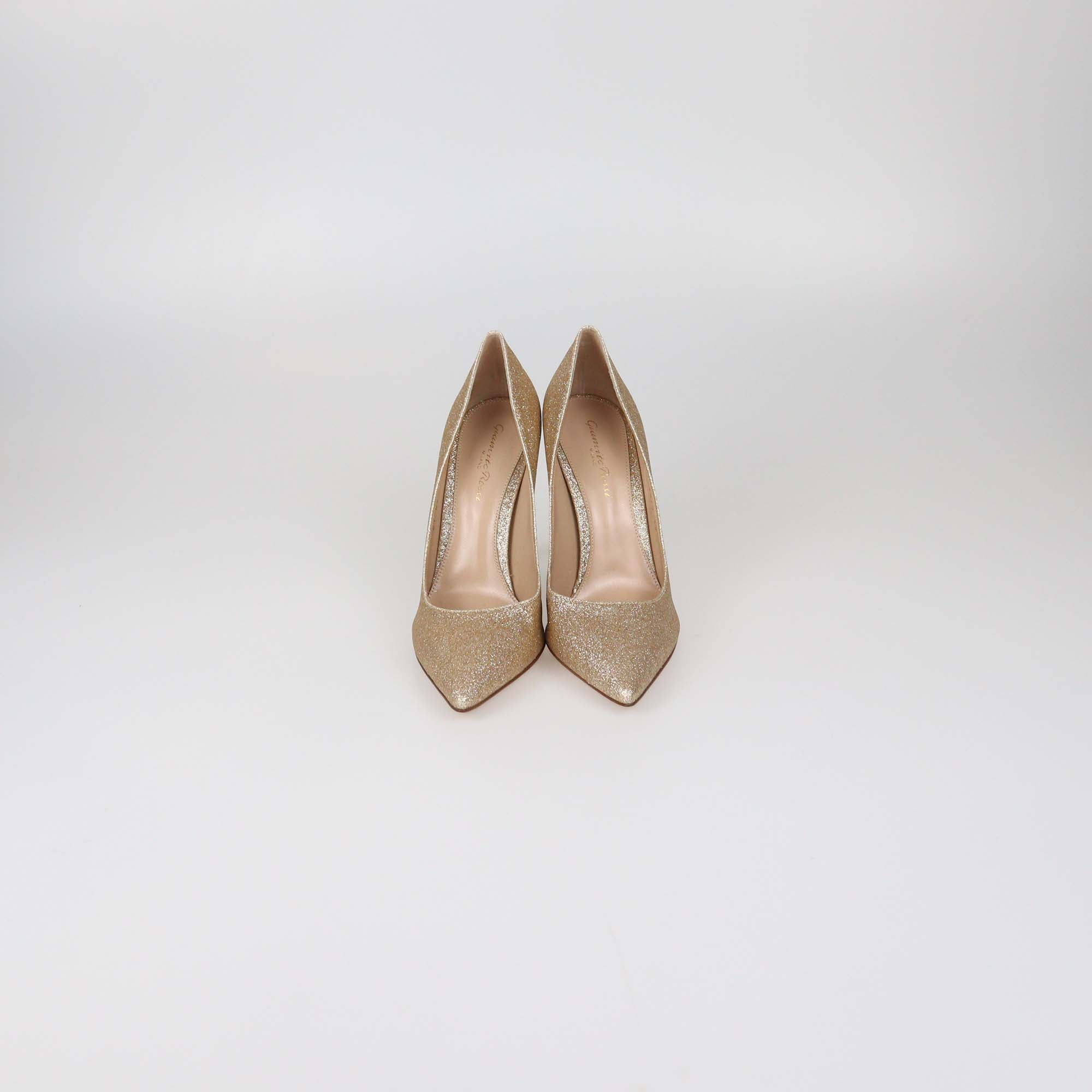 Gianvito Rossi Gold Glitter Pointed Toe Pumps