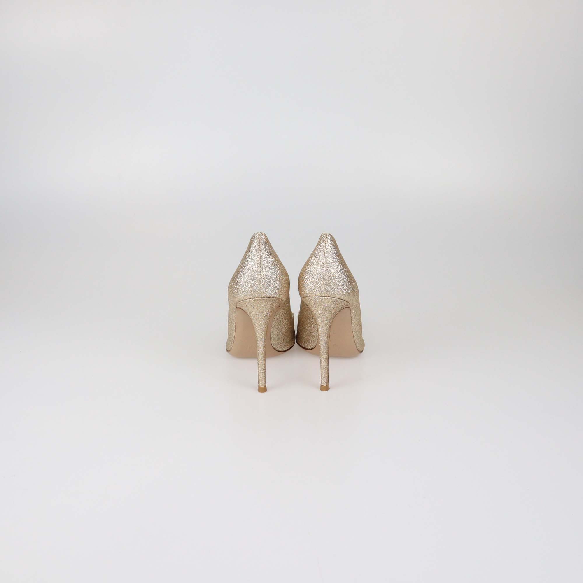 Gianvito Rossi Gold Glitter Pointed Toe Pumps