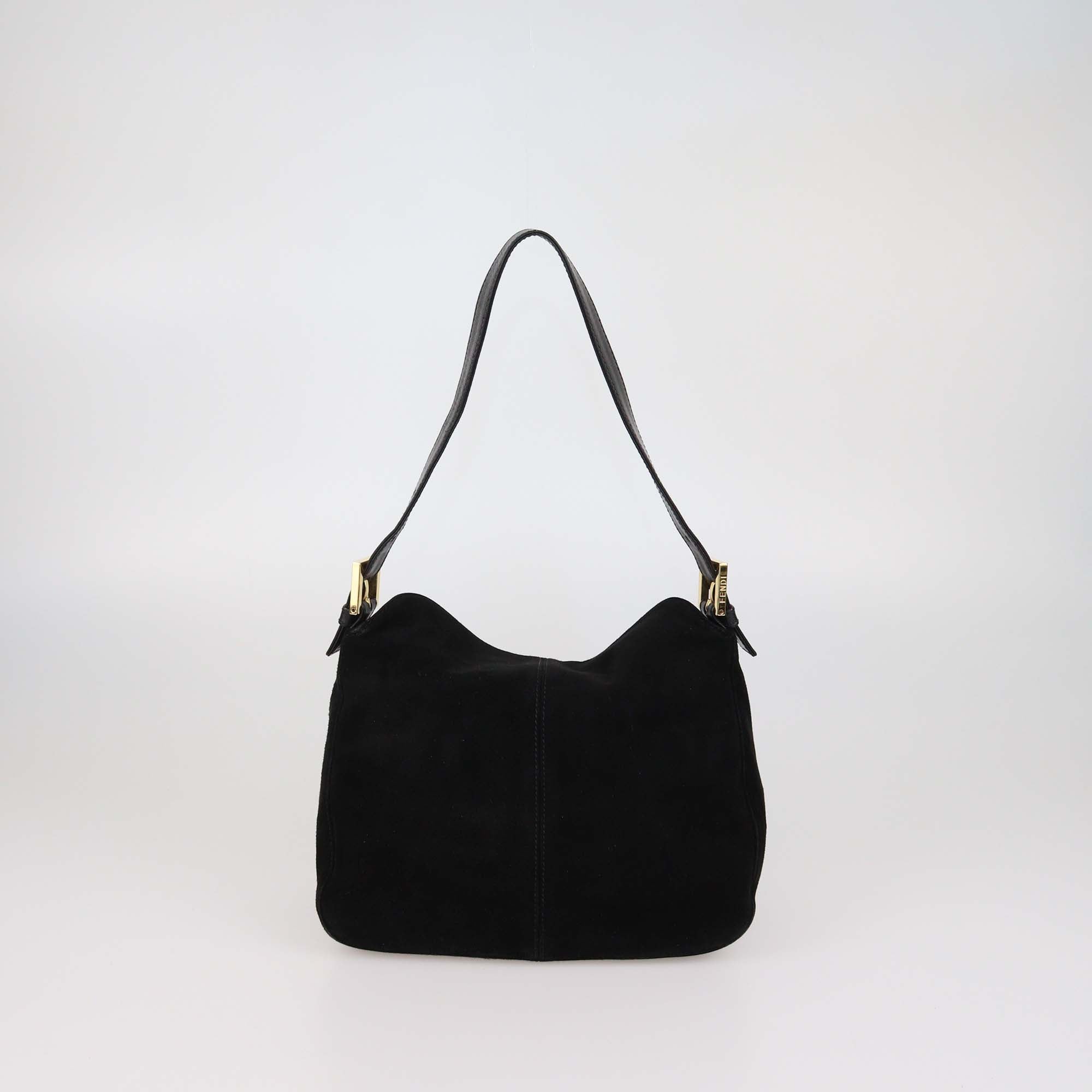 Fendi Black Suede Leather Mama Shoulder Bag