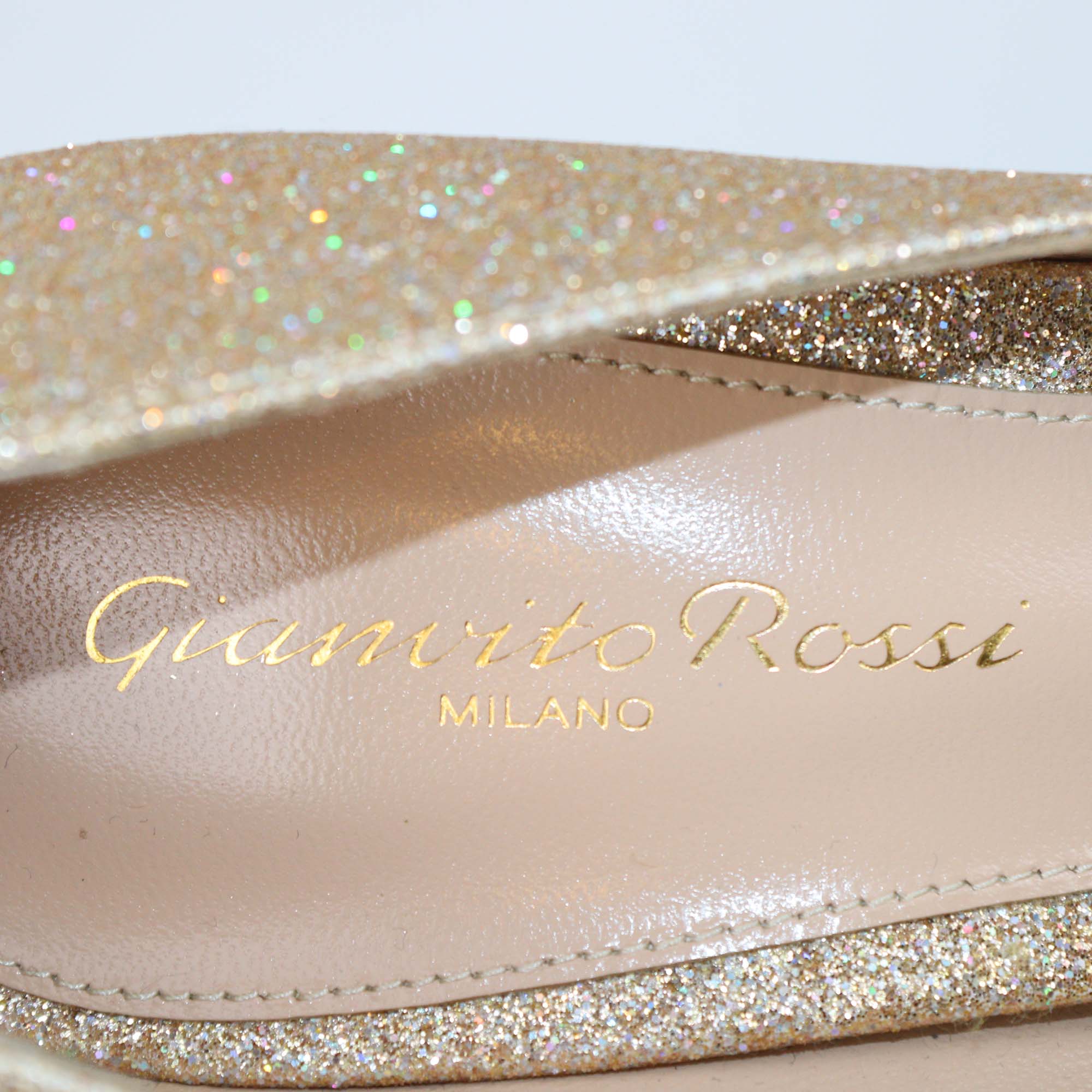 Gianvito Rossi Gold Glitter Pointed Toe Pumps