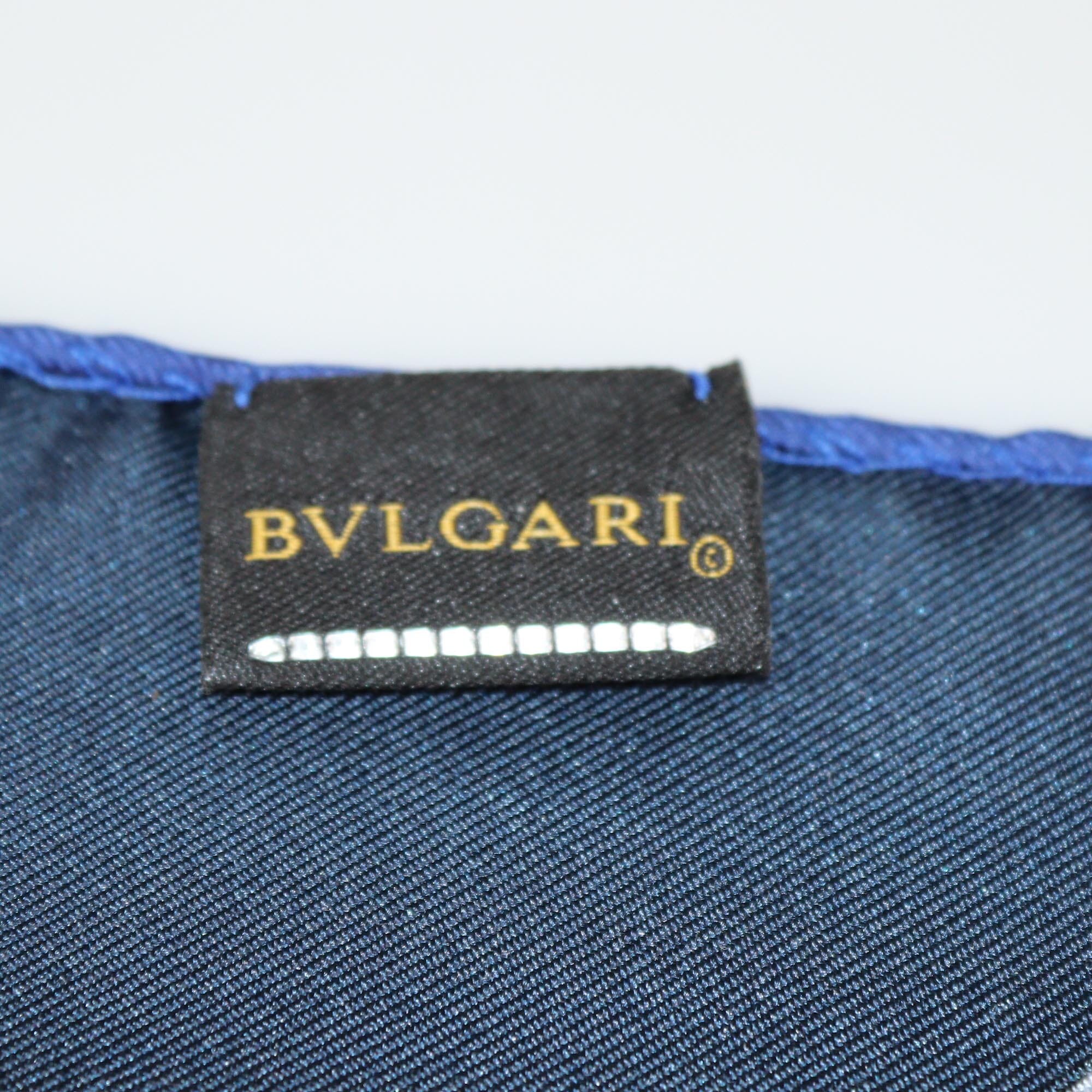 Bvlgari Navy Blue Printed Square Scarf Womens Bvlgari
