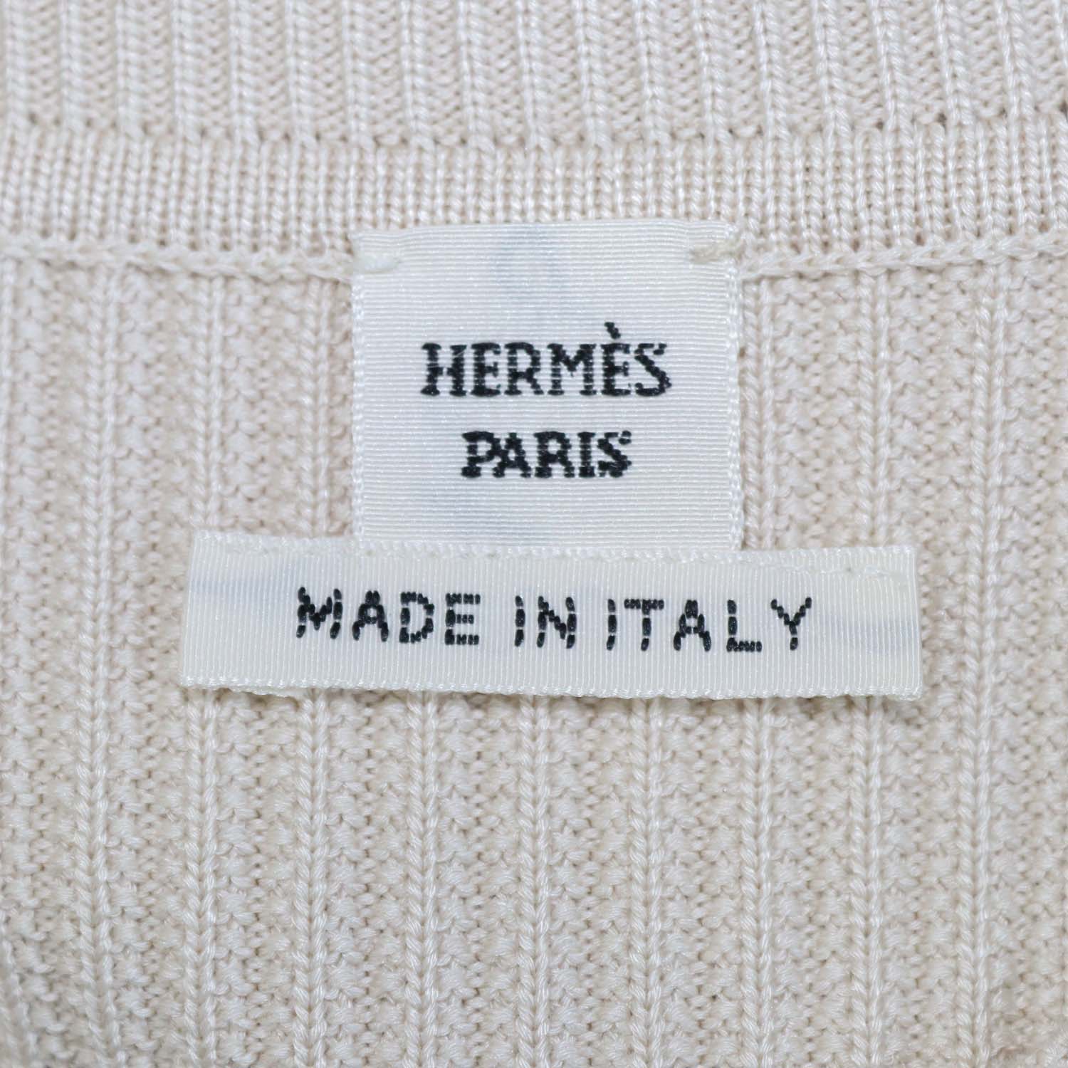 Hermes Beige Blend Viscose Knitted Chain Neck Detail Long Sleeve Dress