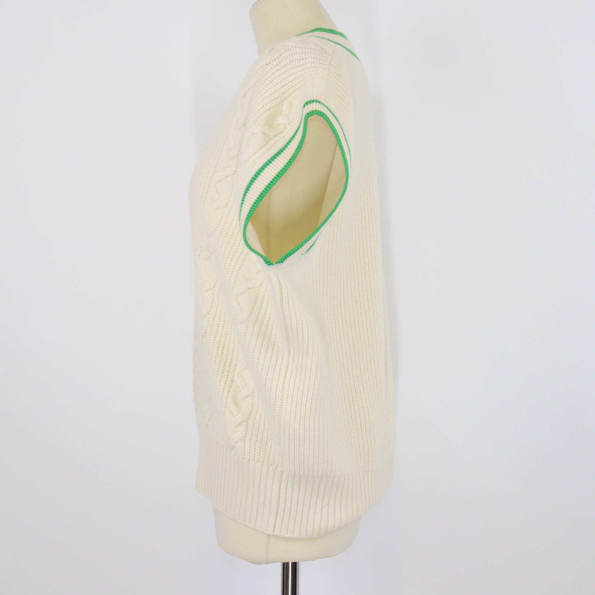 Sandro Beige Green Wool Cashmere Valerian Sleeveless Vest