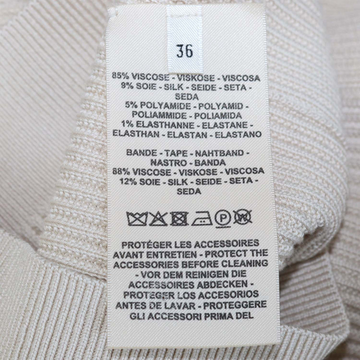 Hermes Beige Blend Viscose Knitted Chain Neck Detail Long Sleeve Dress
