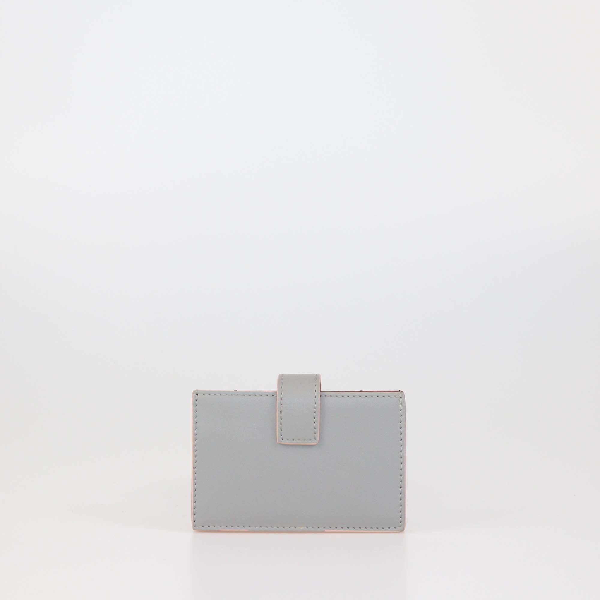 Fendi Grey/Pink Leather Gusset Card Holder