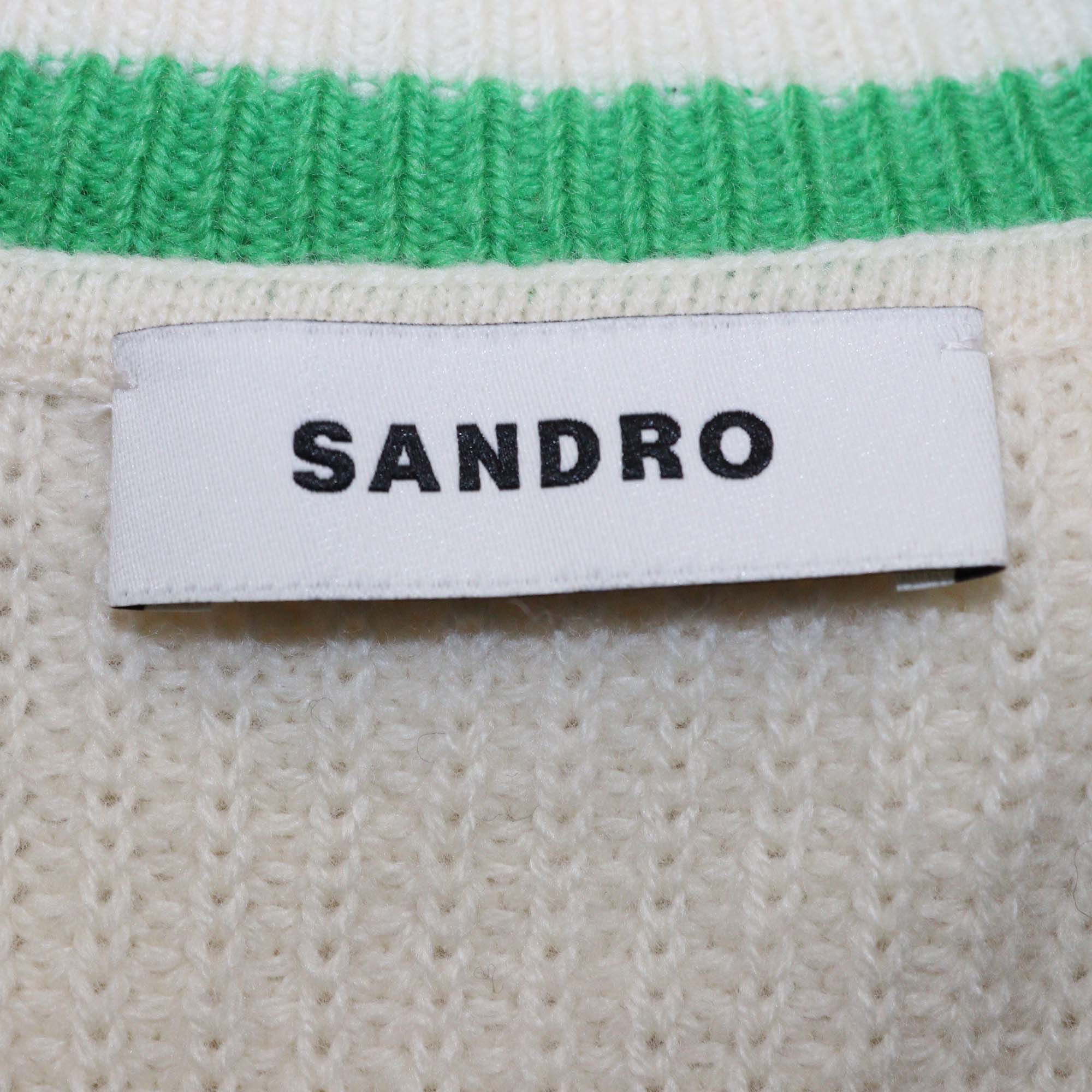 Sandro Beige Green Wool Cashmere Valerian Sleeveless Vest