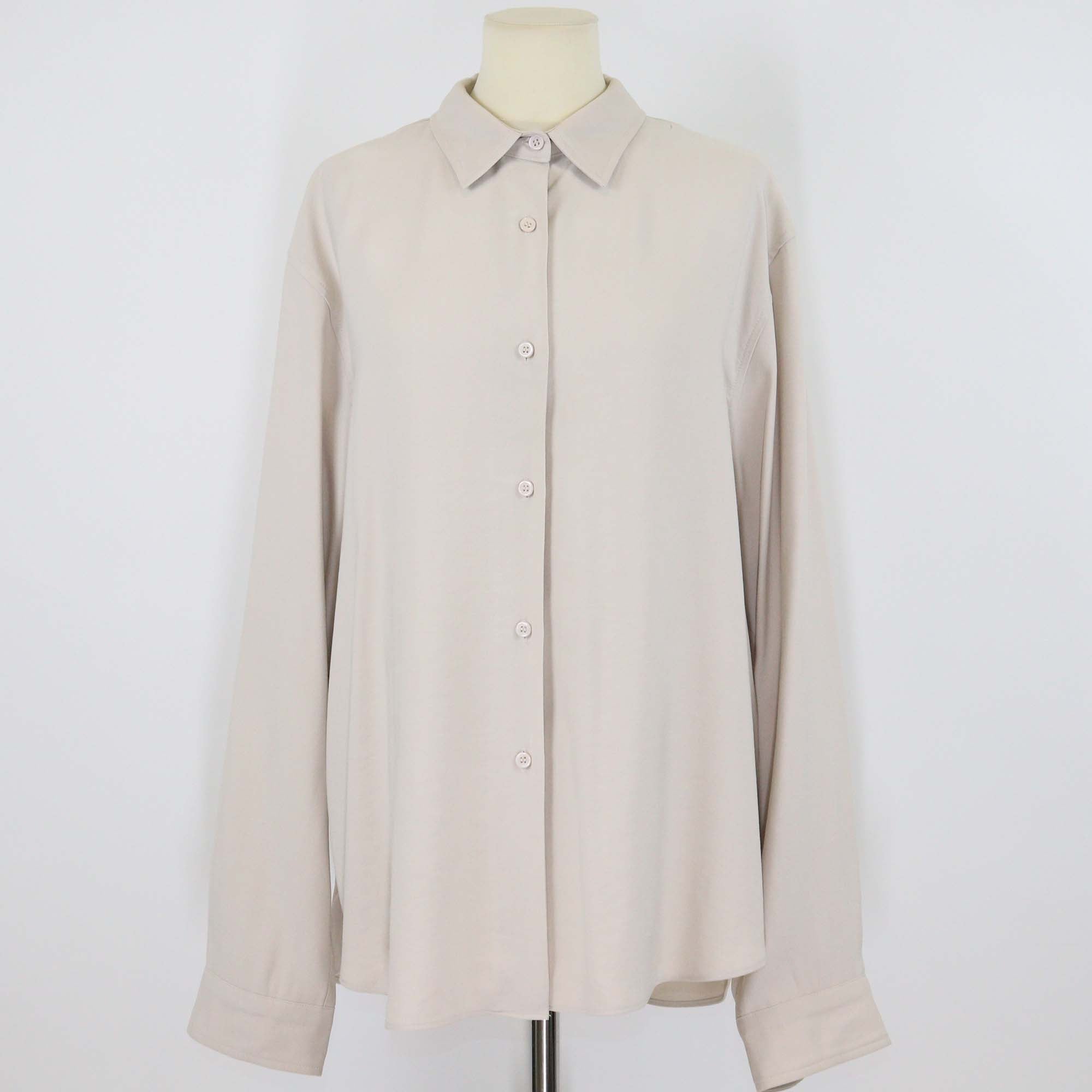 The Frankie Shop Beige Rayon Polyester Long Sleeve Button-Up Top