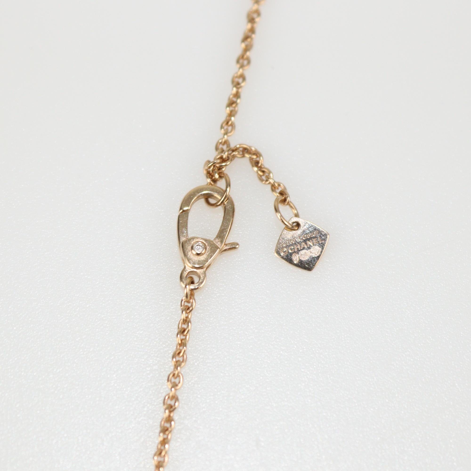 Chanel 18K Rose Gold Diamond Coco Crush Pendant Necklace Womens Chanel
