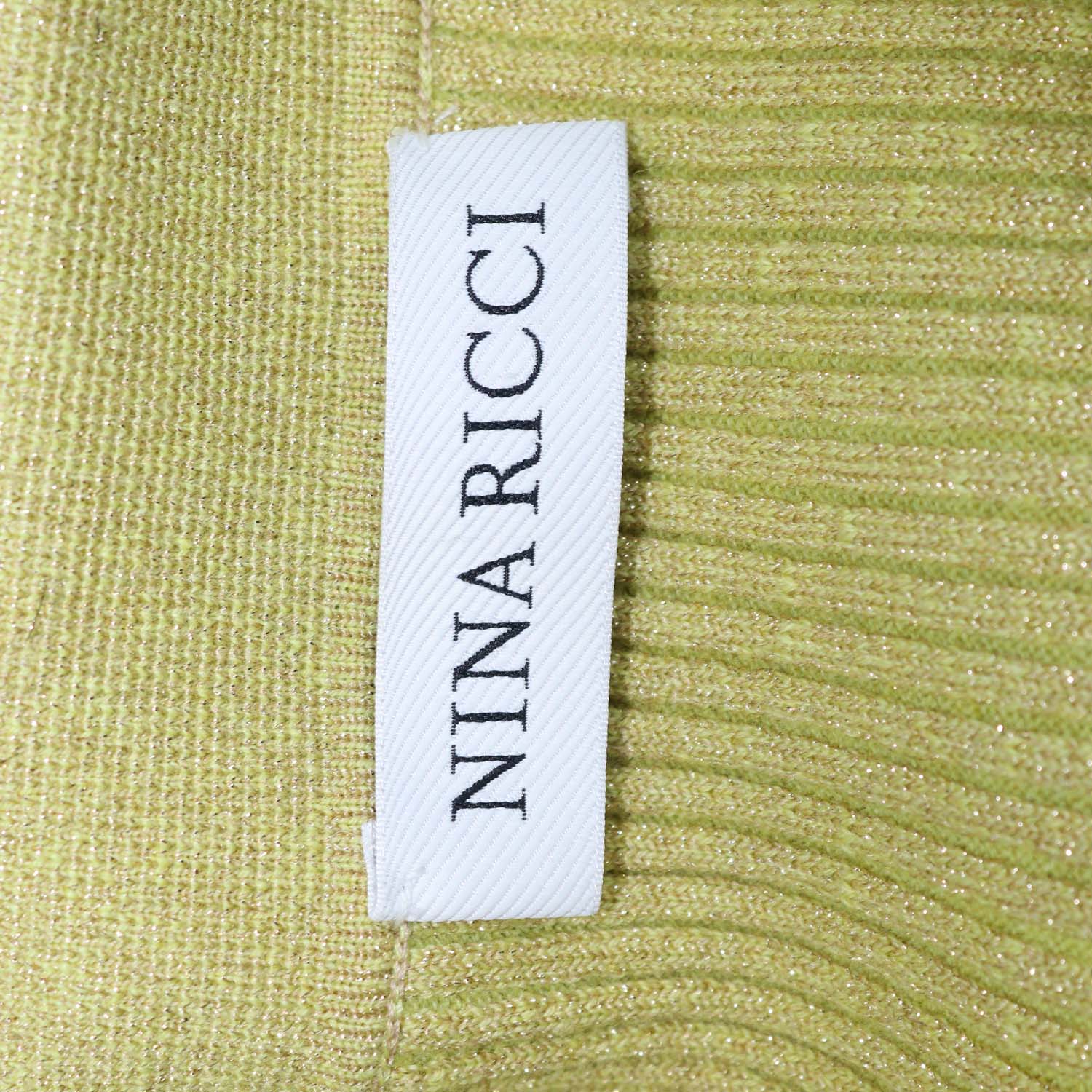 Nina Ricci Metallic Yellow Green Blend Cotton Knitted Polo Shirt
