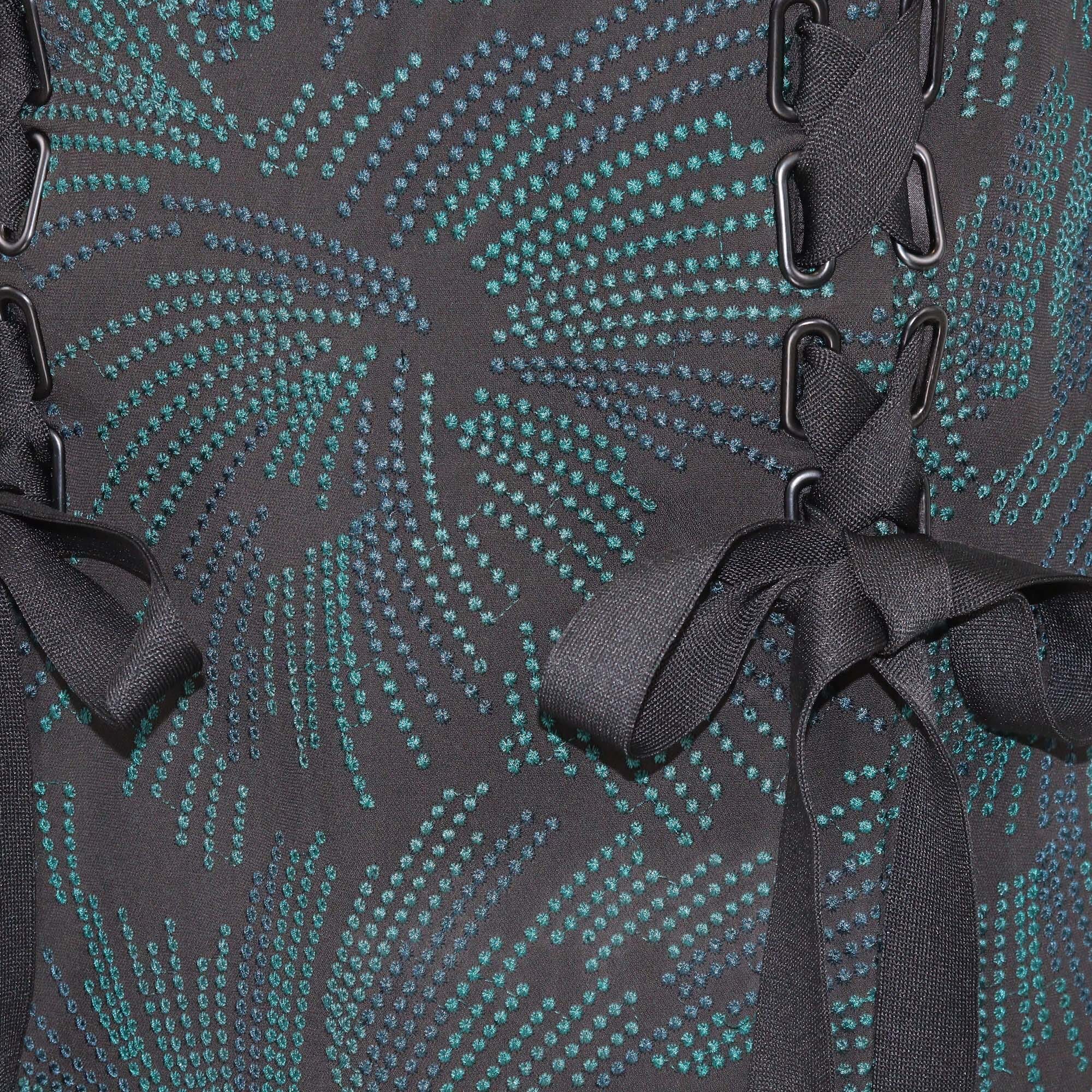 Acler Black/Emerald Harwich Lace Up Midi Skirt Womens Acler