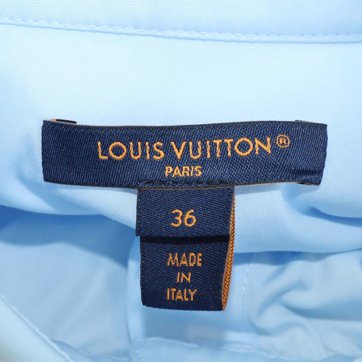 Louis Vuitton Light Blue Cotton Poplin Silk Scarf Detail Long Sleeve Shirt