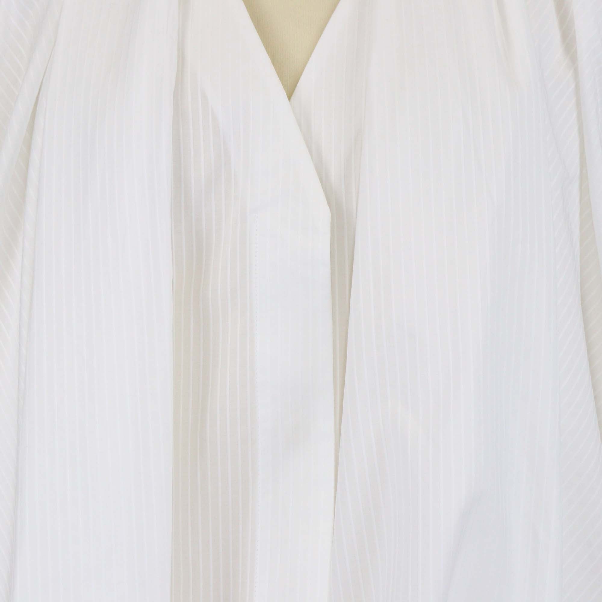 Loewe White Cotton Striped Textured Draped Midi Dress