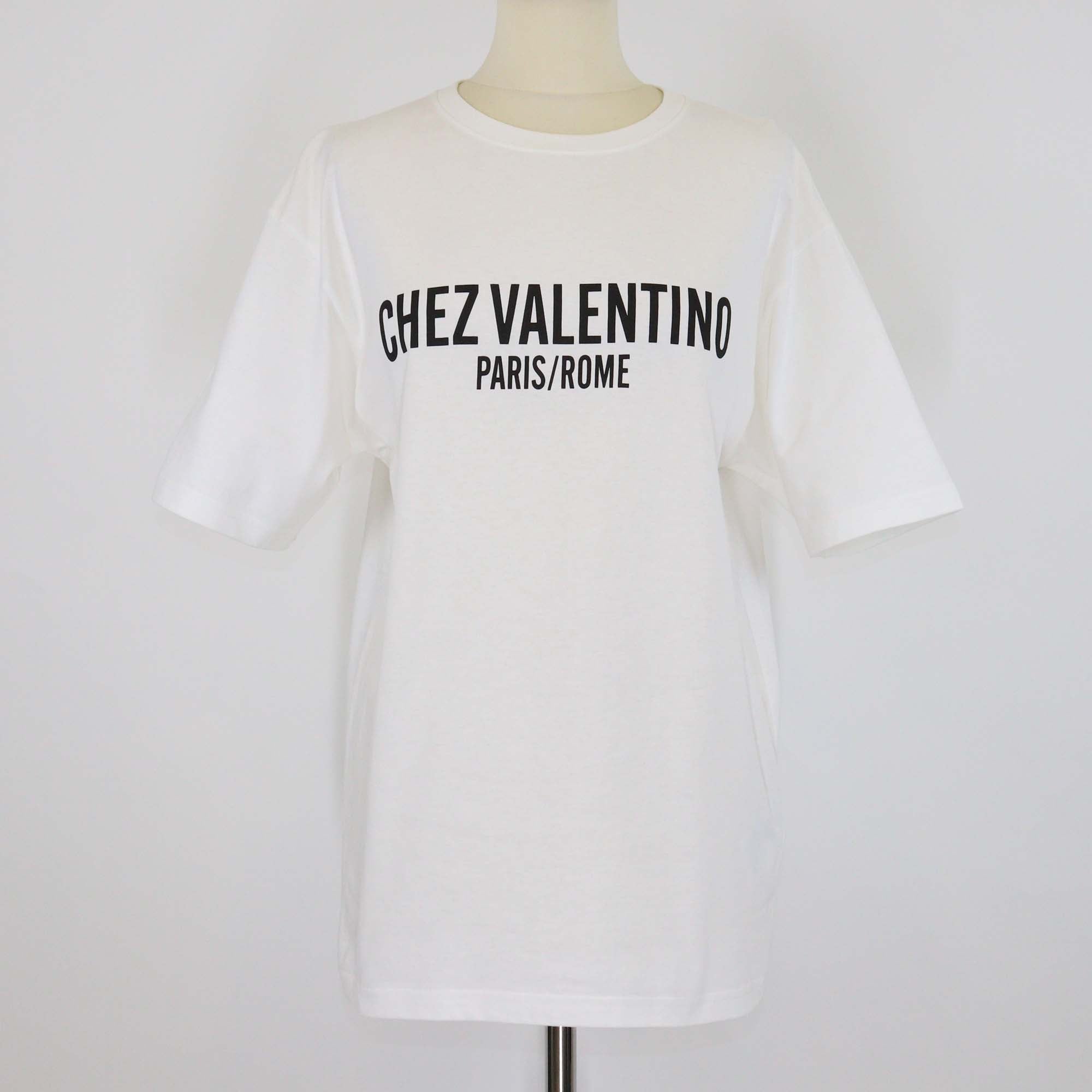 Valentino White Cotton Chez Valentino Print T-Shirt