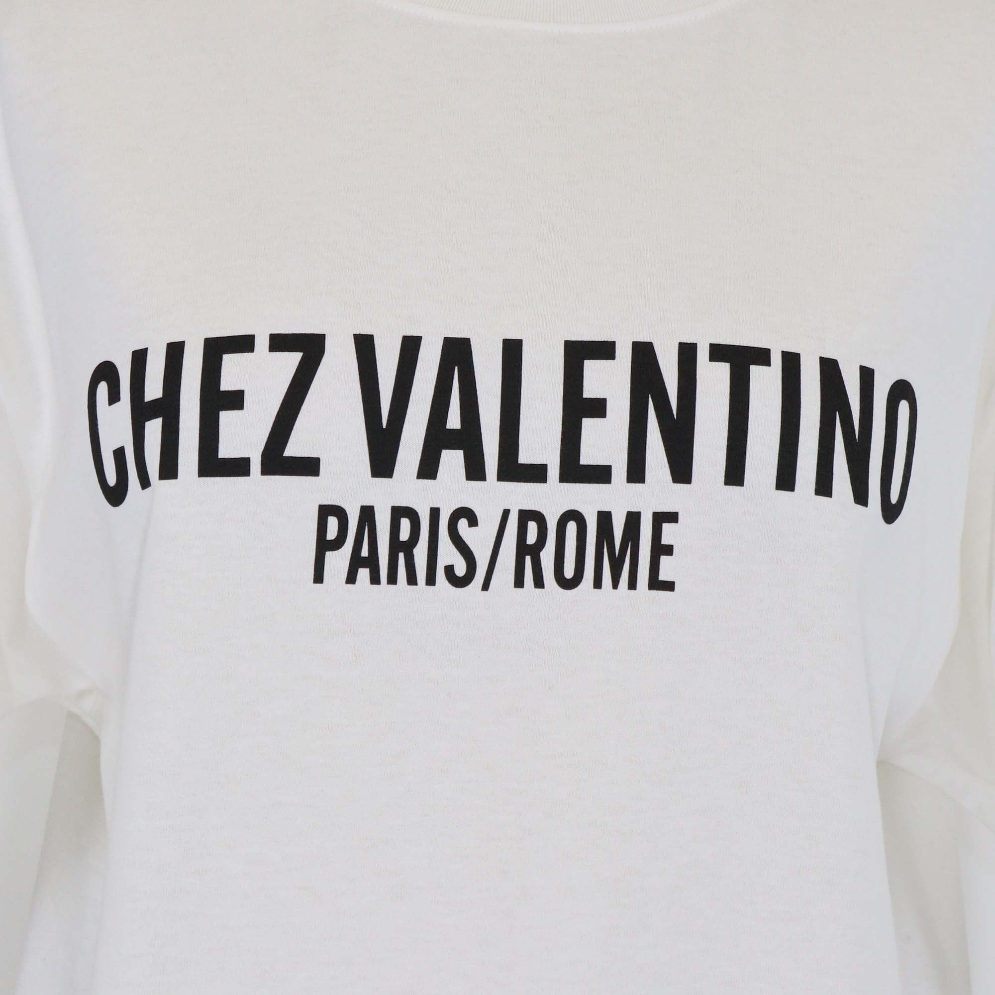 Valentino White Cotton Chez Valentino Print T-Shirt