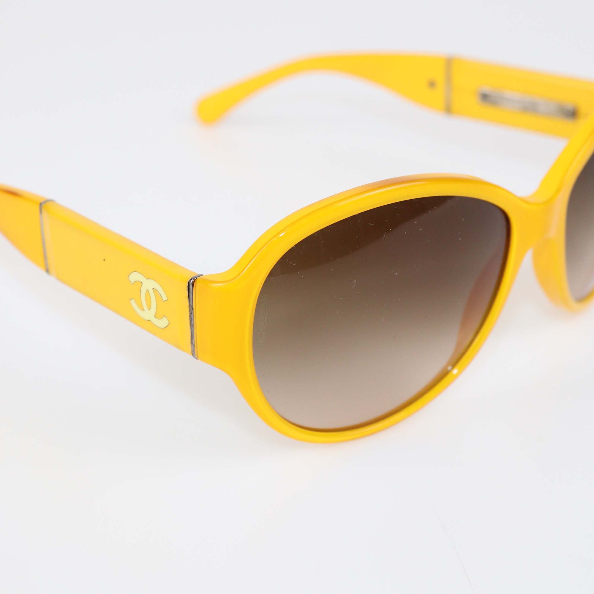 Chanel Yellow/Brown Gradient Oversized Sunglasses