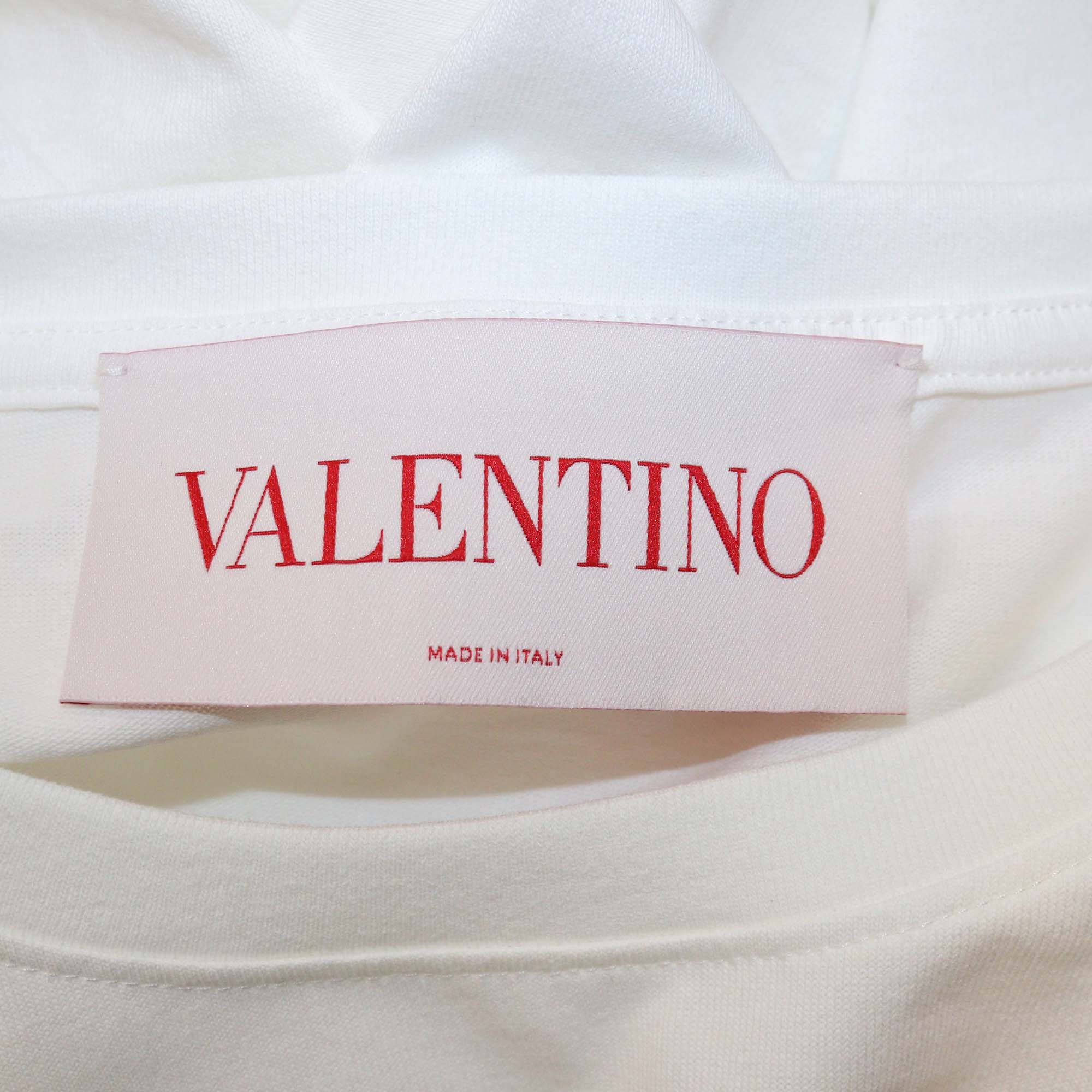 Valentino White Cotton Chez Valentino Print T-Shirt