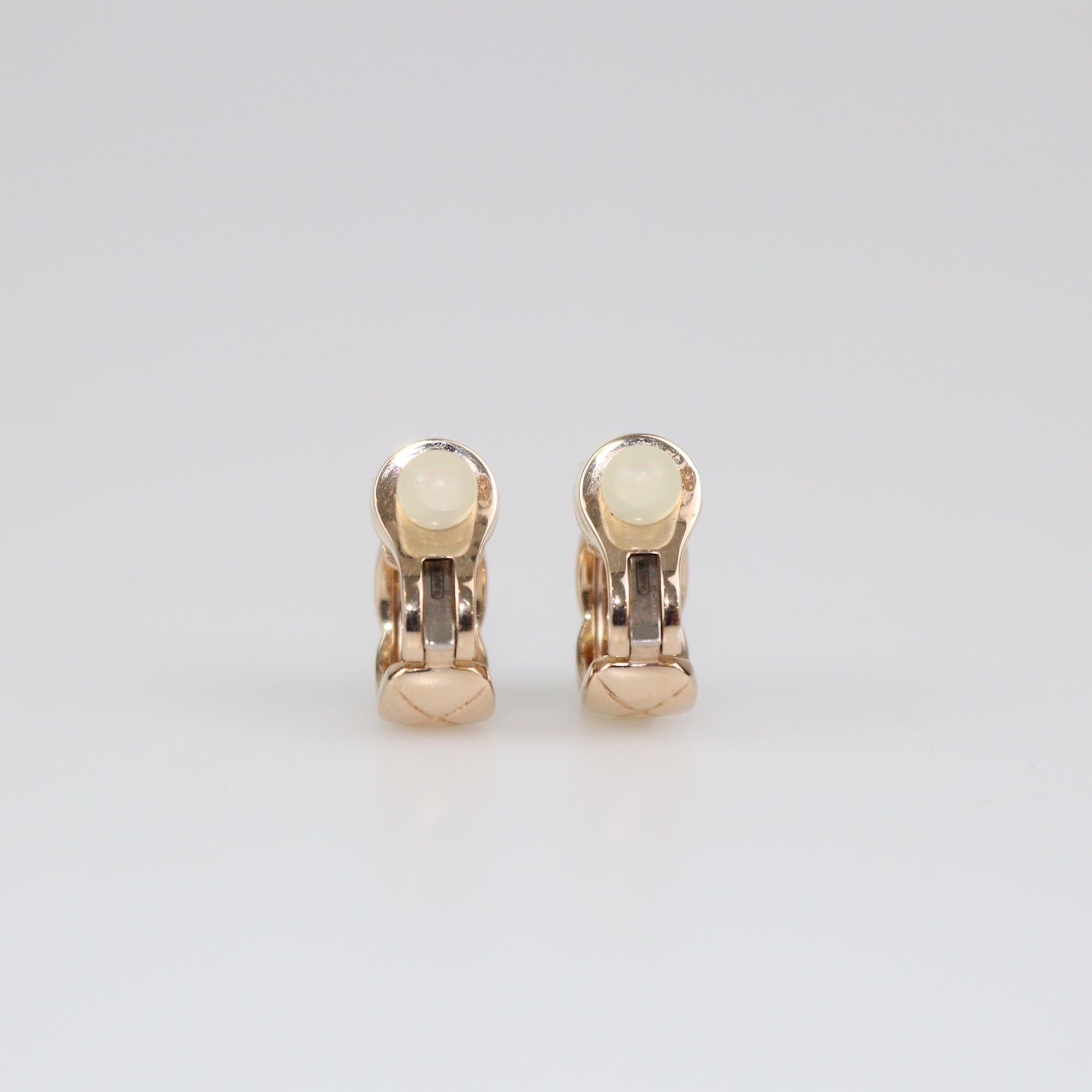 Chanel 18K Rose Gold Coco Crush Clip On Earrings Womens Chanel
