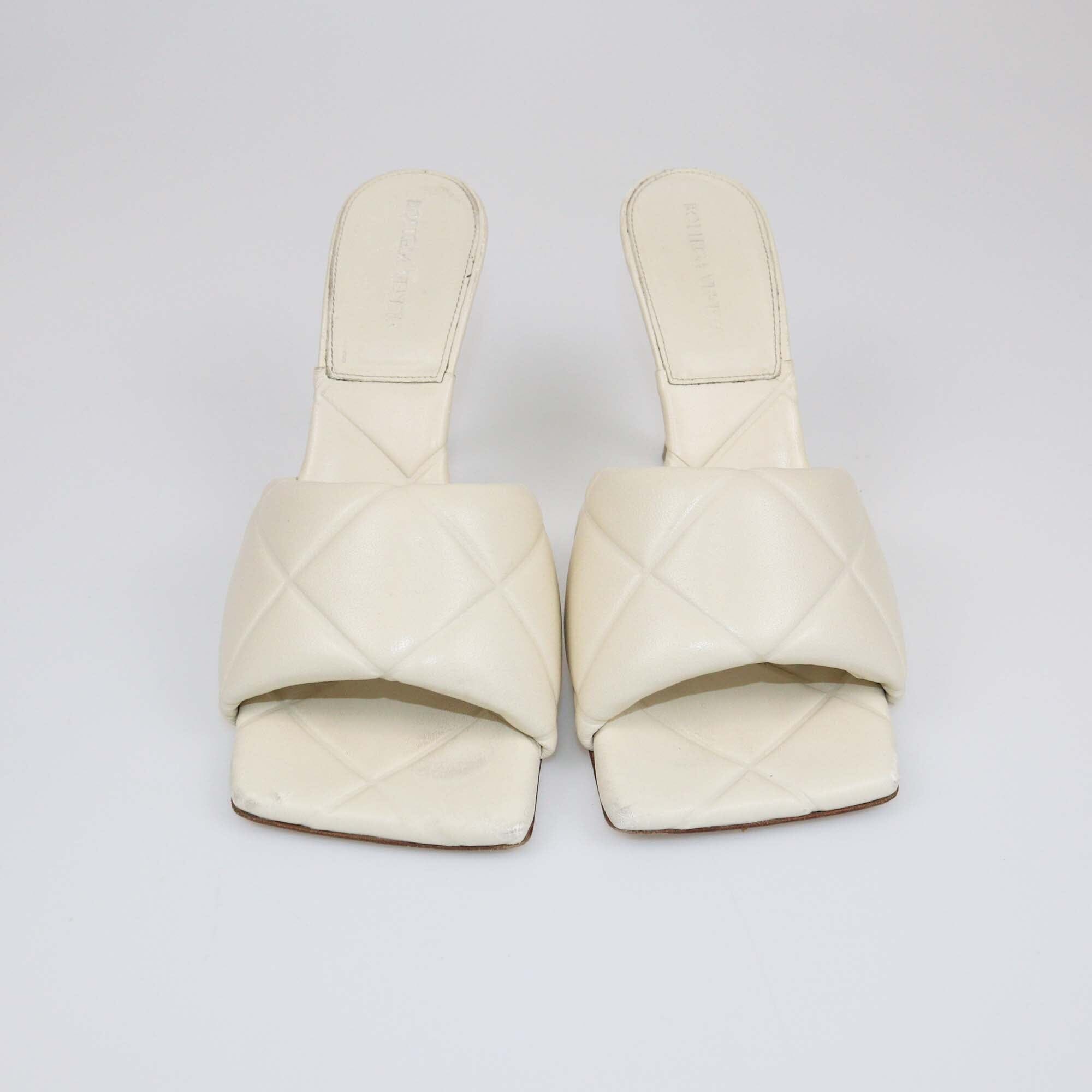 Bottega Veneta White Lido Heel Sandals Womens Bottega Veneta