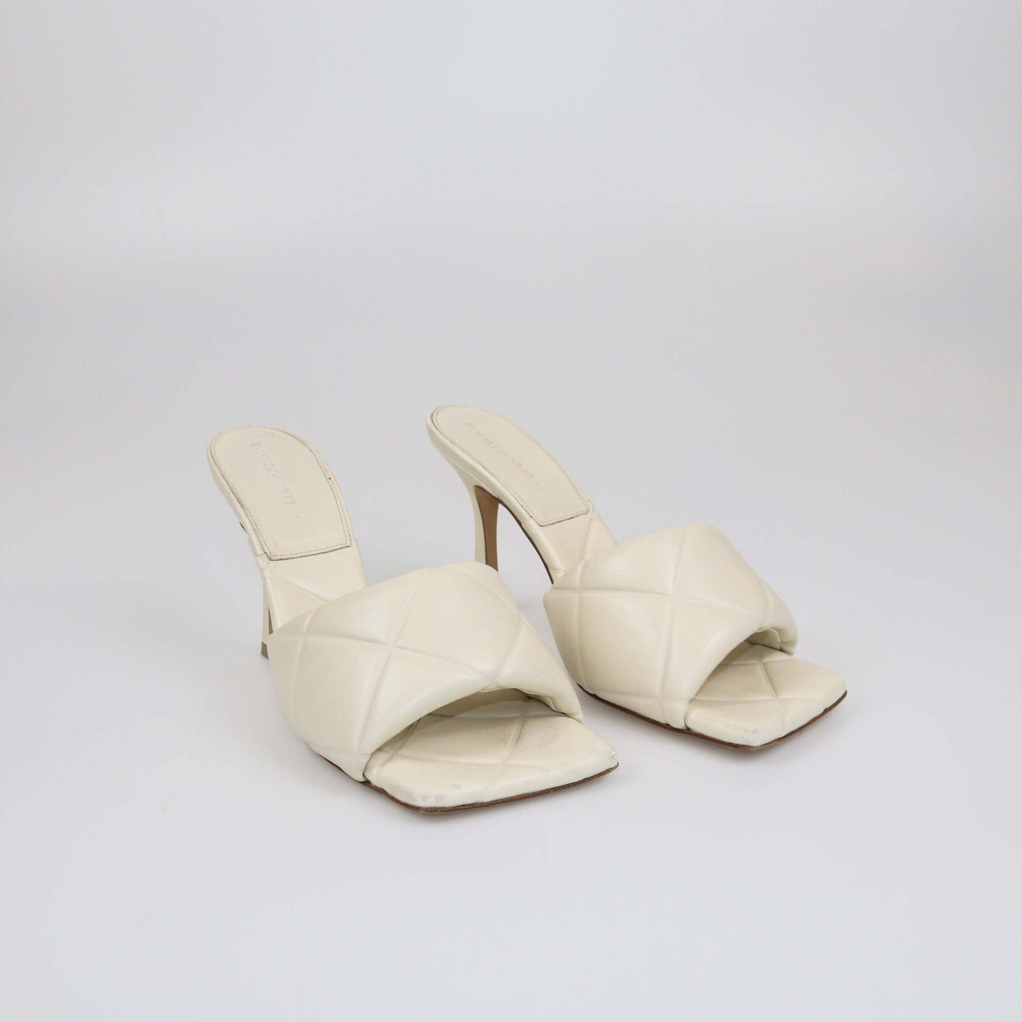 Bottega Veneta White Lido Heel Sandals Womens Bottega Veneta