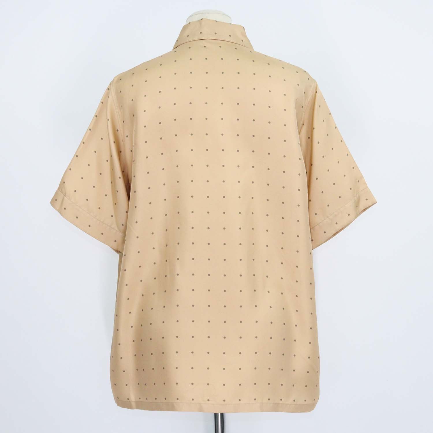 Loro Piana Brown Silk Polka Dots Angelina Short Sleeve Shirt