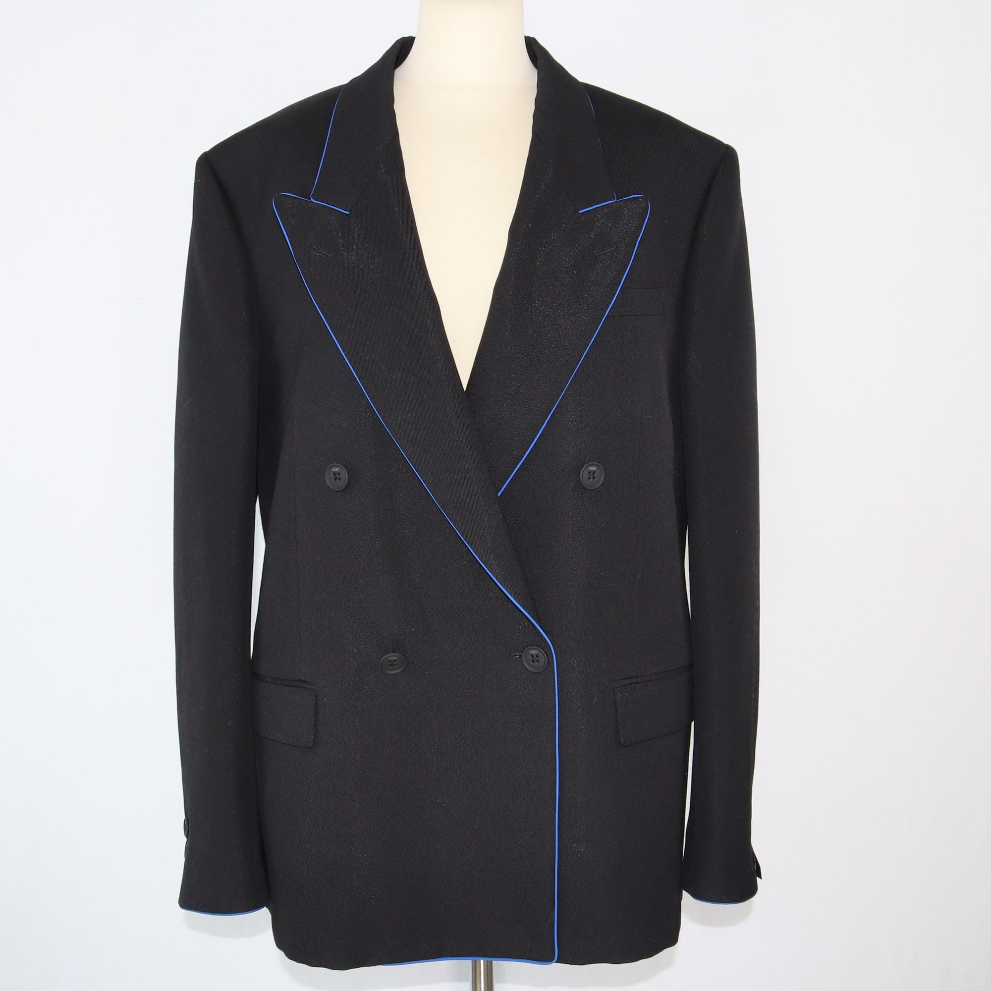 Fendi Black Double Breasted Gabardine Blazer Clothing Fendi