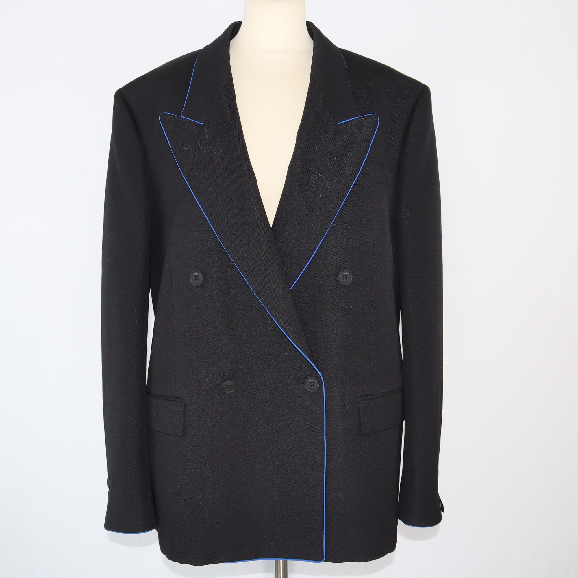 Fendi Black Double Breasted Gabardine Blazer Clothing Fendi 