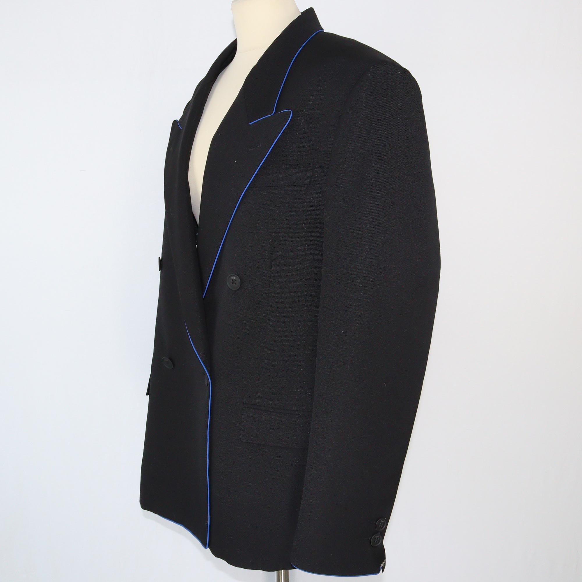 Fendi Black Double Breasted Gabardine Blazer Clothing Fendi