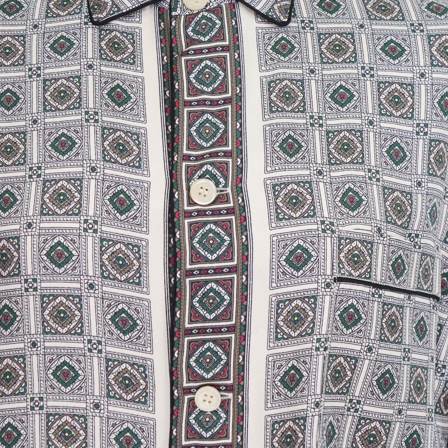Loro Piana Multicolor Silk Border Print Lian Long Sleeve Print Blouse