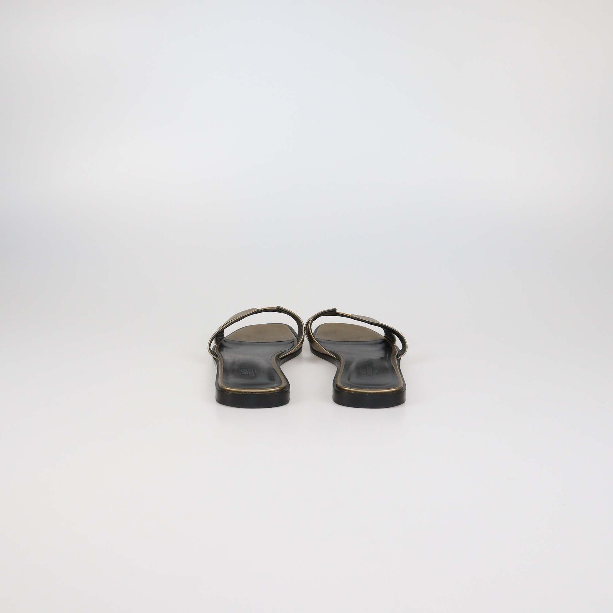 Hermes Dore Epsom Leather Oran Sandals