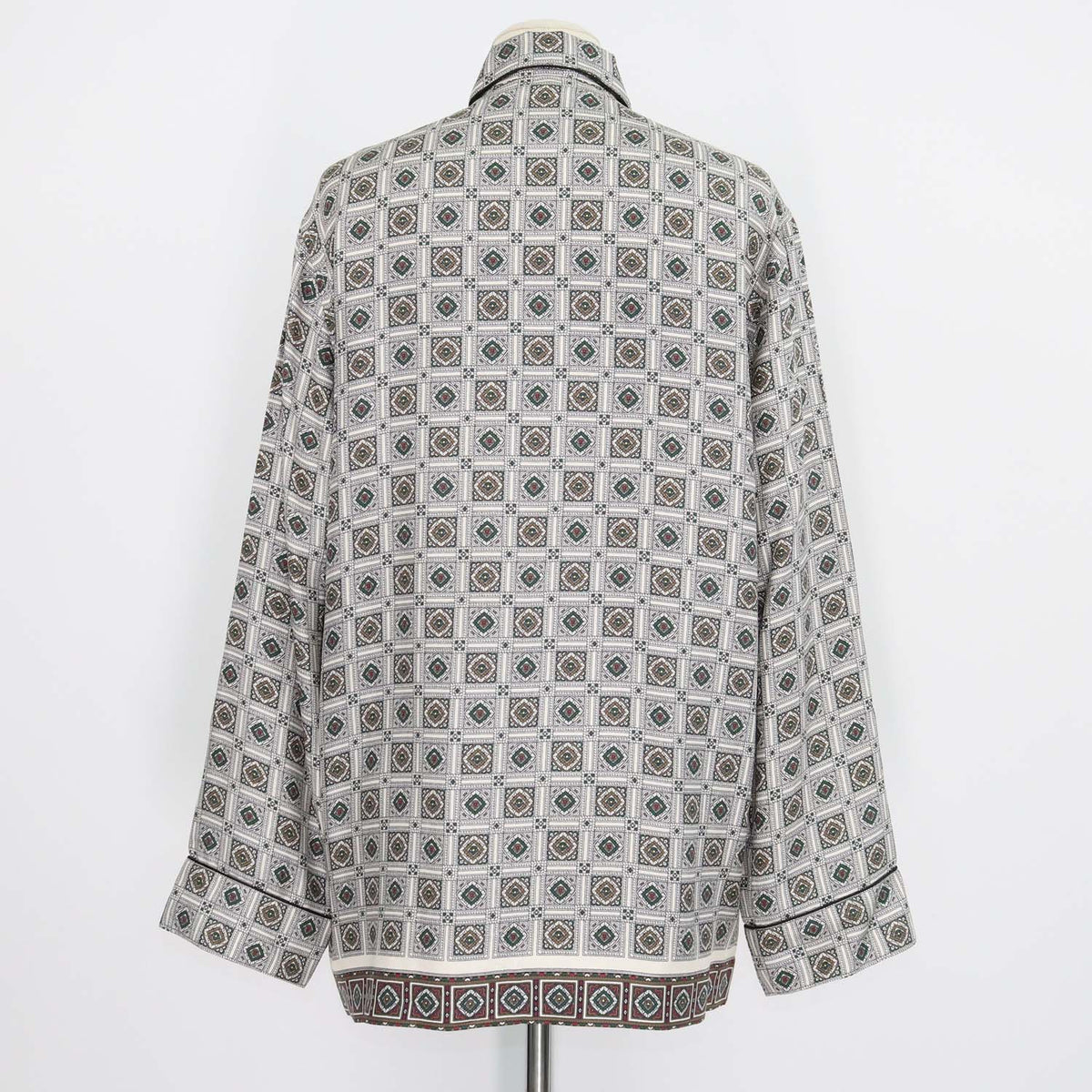 Loro Piana Multicolor Silk Border Print Lian Long Sleeve Print Blouse