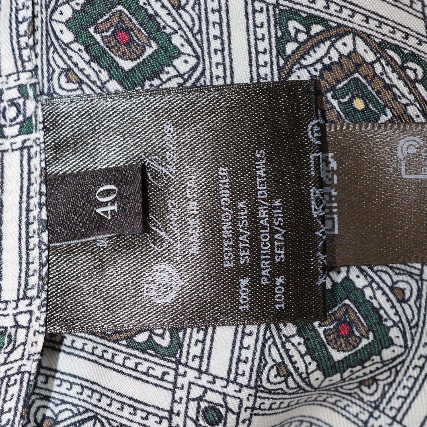 Loro Piana Multicolor Silk Border Print Lian Long Sleeve Print Blouse